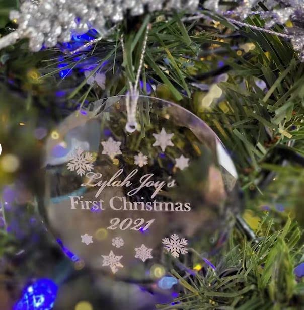 Personalized Crystal First Christmas Ornament with Gift Box