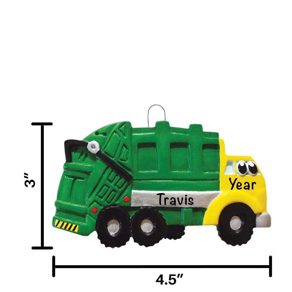 Personalized Garbage Truck Ornament 2025 | Free 24h Customization | Laser Engraved Kids Christmas Ornaments for Tree | Custom Gift Wrapped Trash-Truck Play Keepsake for Toddlers, Girls, Boys 2-10