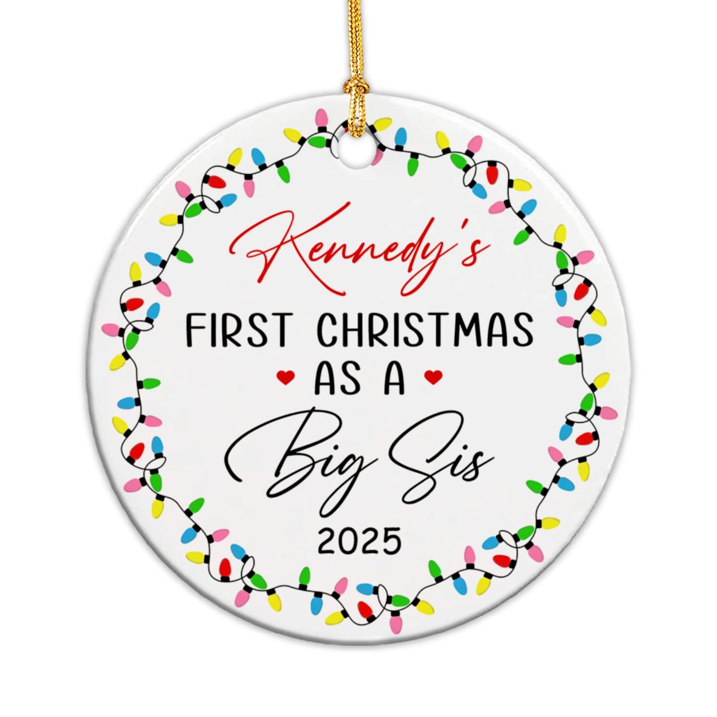 BixDori First Christmas As A Big Sis Personalized Ceramic Ornament 2025, Sibling Keepsake