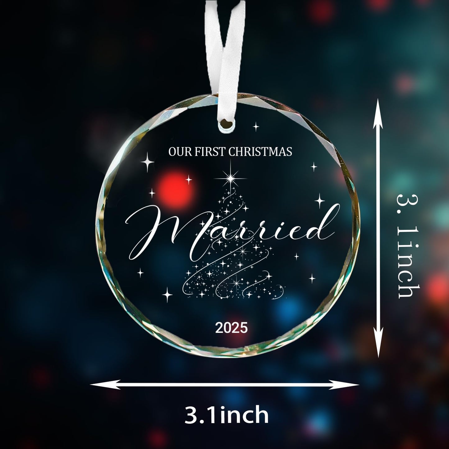 Wedding Gift First Christmas Married Ornament 2025 Mr and Mrs Gift for Newlyweds Couple 2025 Personalized Bridal Shower Gifts Our First Christmas Married Ornament 2025