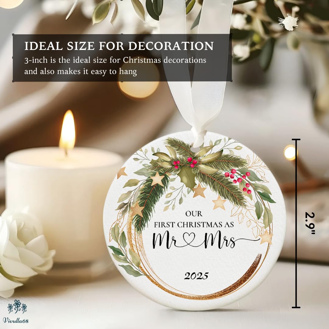 Wedding Gifts for Couple, Our First Christmas Married Ornament 2025, First Christmas Married Ornament, 1st Xmars As Mr and Mrs, Newlywed Gifts for Couples 2025, Bridal Shower Wedding Gift