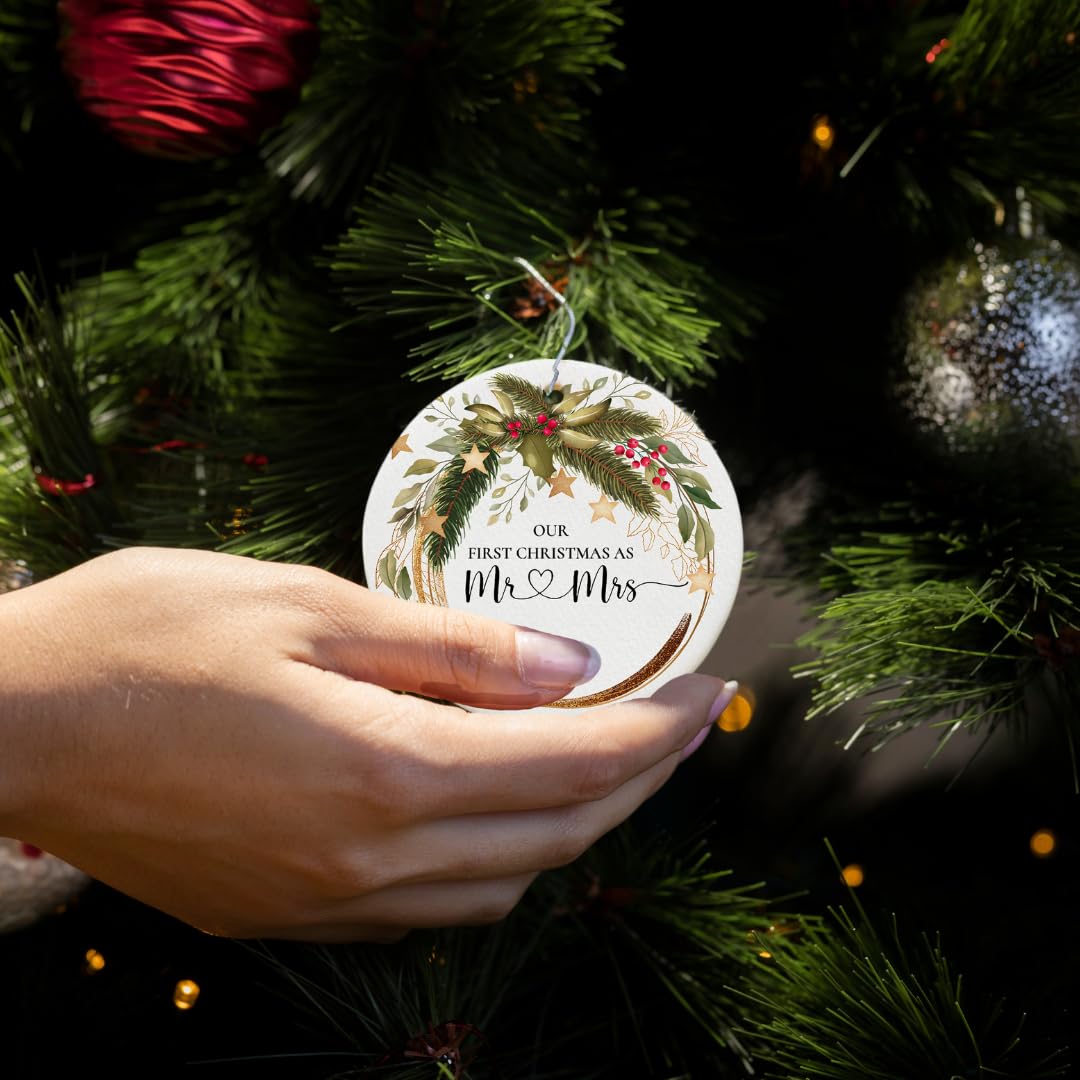 Wedding Gifts for Couple, Our First Christmas Married Ornament 2025, First Christmas Married Ornament, 1st Xmars As Mr and Mrs, Newlywed Gifts for Couples 2025, Bridal Shower Wedding Gift