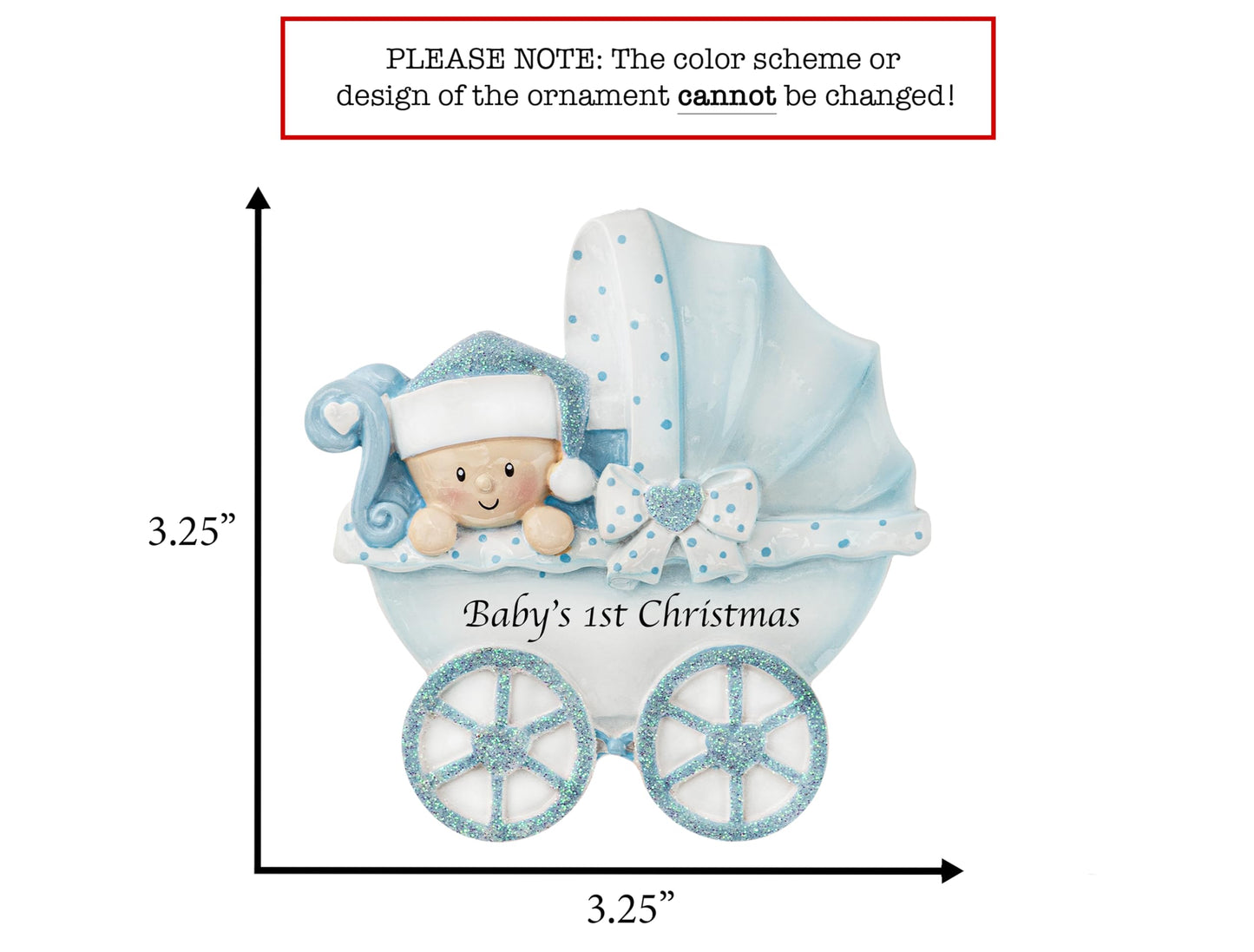 UniqXmas Personalized Baby's First Christmas Ornament 2025 | Baby Boy Carriage Xmas Tree Decoration Blue Stroller | My 1st Xmas Keepsake for New Baby Newborn Grandbaby - Custom Name & Year