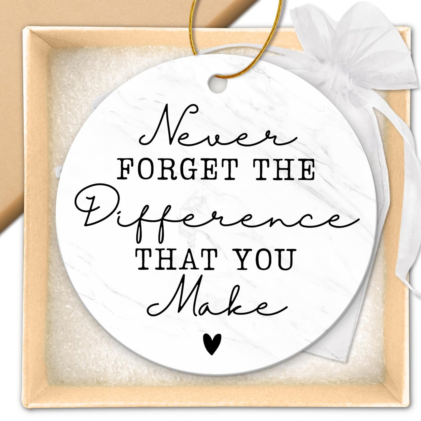 Thank You Gifts for Women Men - Teacher Appreciation Gifts - Appreciation Gift for Nurse Paraprofessional Principal Coworker Employee Counselor Boss - Retirement Farewell Going Away - Ceramic Ornament