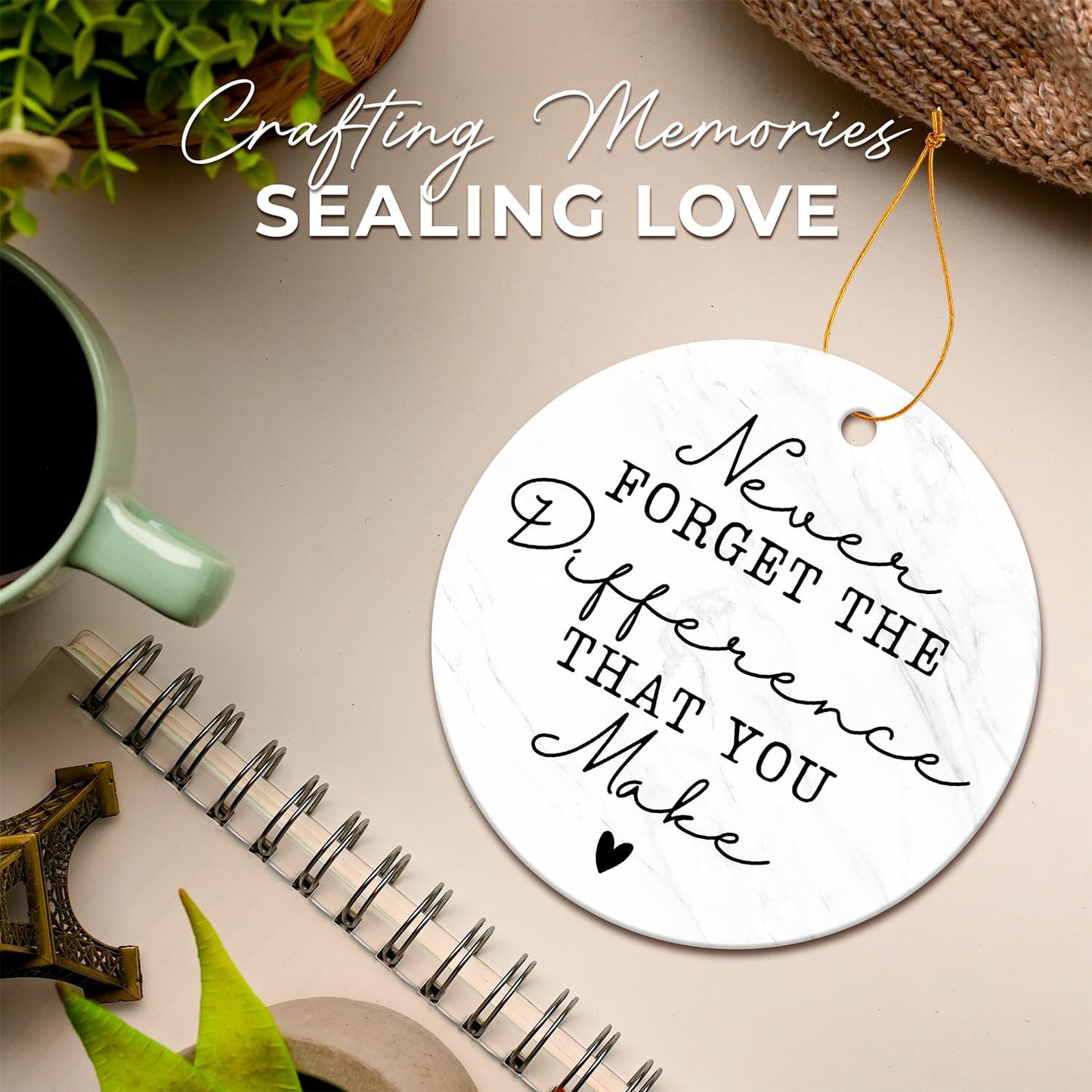 Thank You Gifts for Women Men - Teacher Appreciation Gifts - Appreciation Gift for Nurse Paraprofessional Principal Coworker Employee Counselor Boss - Retirement Farewell Going Away - Ceramic Ornament