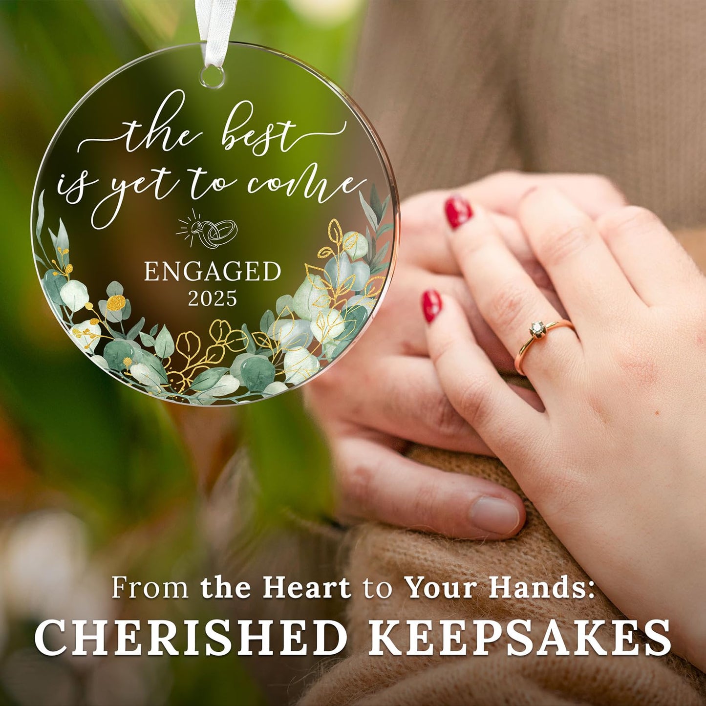 HEXMOZ Engagement Gifts for Couples - Engagement Gifts for Newly Engaged Couples, Bride to Be, Women, Fiance, Her - Just Engaged Gift, First Christmas Ornament 2025 Party Decoration - Acrylic Ornament