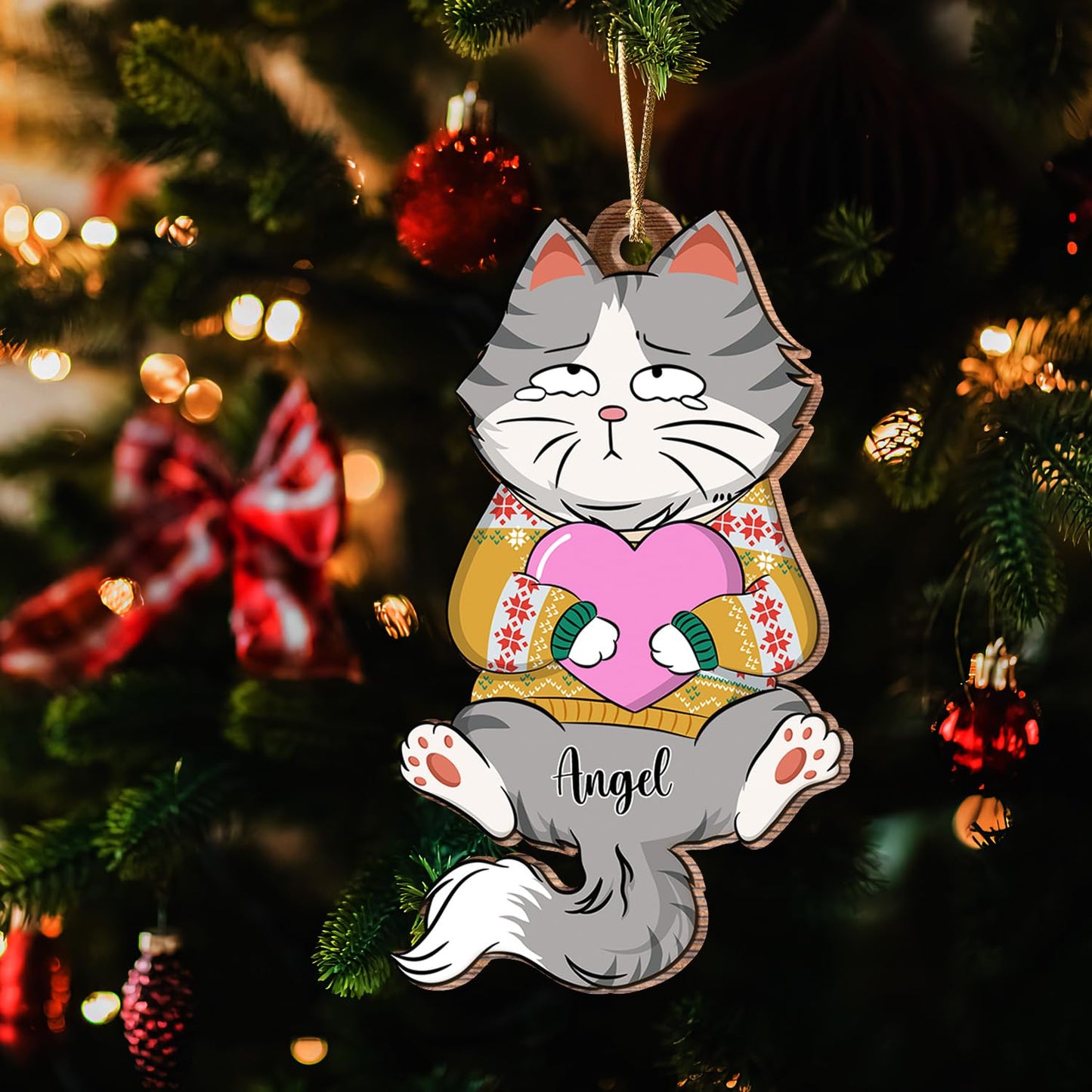 Personalized Cats Christmas Ornament – Custom Hanging Cat Gift for Best Cat Mom 2025, Holiday Decor, Custom Pet Keepsake