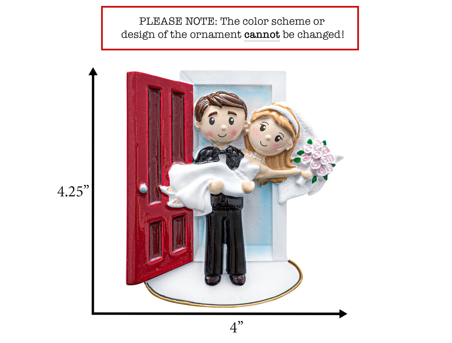 UniqXmas Personalized Our First Christmas Married Ornament 2025 | Customized Wedding Couple Threshold, Groom Carrying Bride for Xmas Tree | Just Married Newlyweds Marriage Keepsake | Custom Name Year
