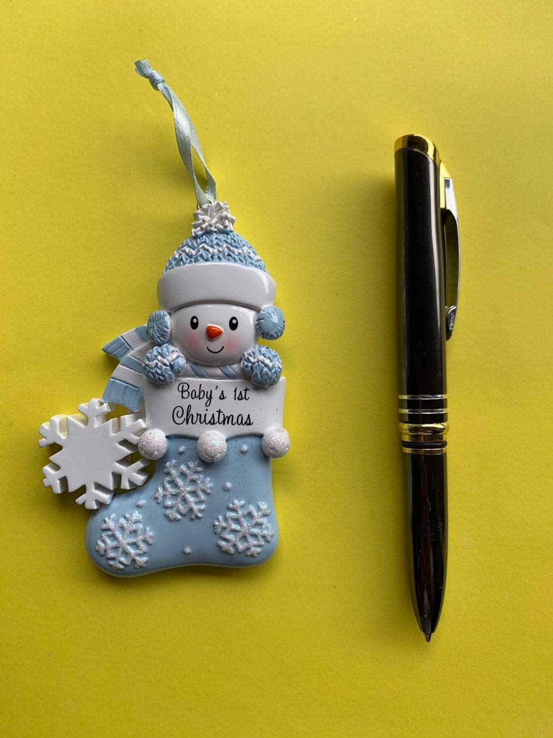 2025 Babys First Christmas Personalized Ornament Boy, Babies First, Grandson 1st Gift, Newborn Baby Gift Ideas, Baby's First Christmas 2025 - Handpainted Blue Ornament