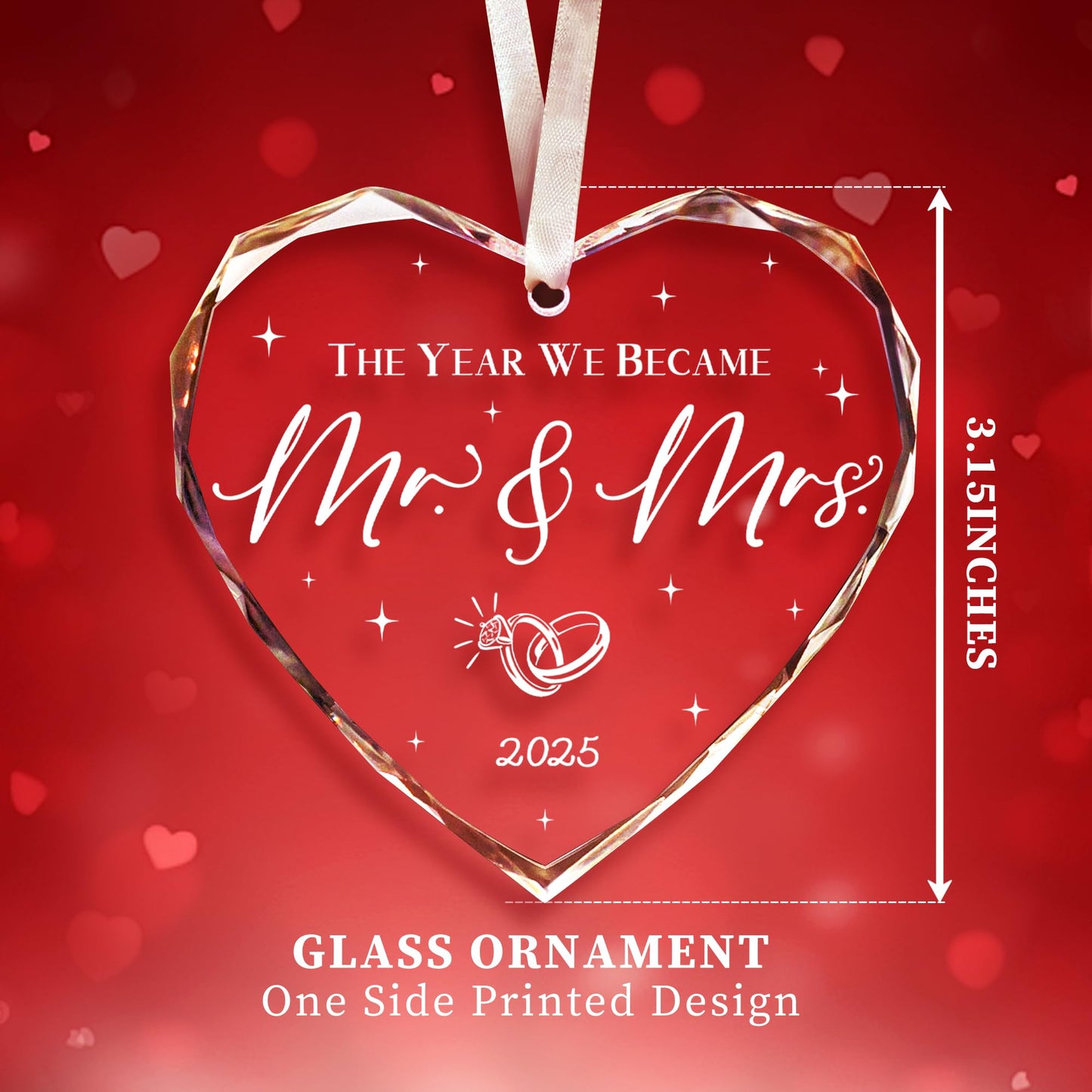 THDZS Wedding Gifts, Mr & Mrs Ornament 2025, Bridal Shower Gifts, Just Married Gift for Newlywed Couple, Bride, Crystal Glass Ornament