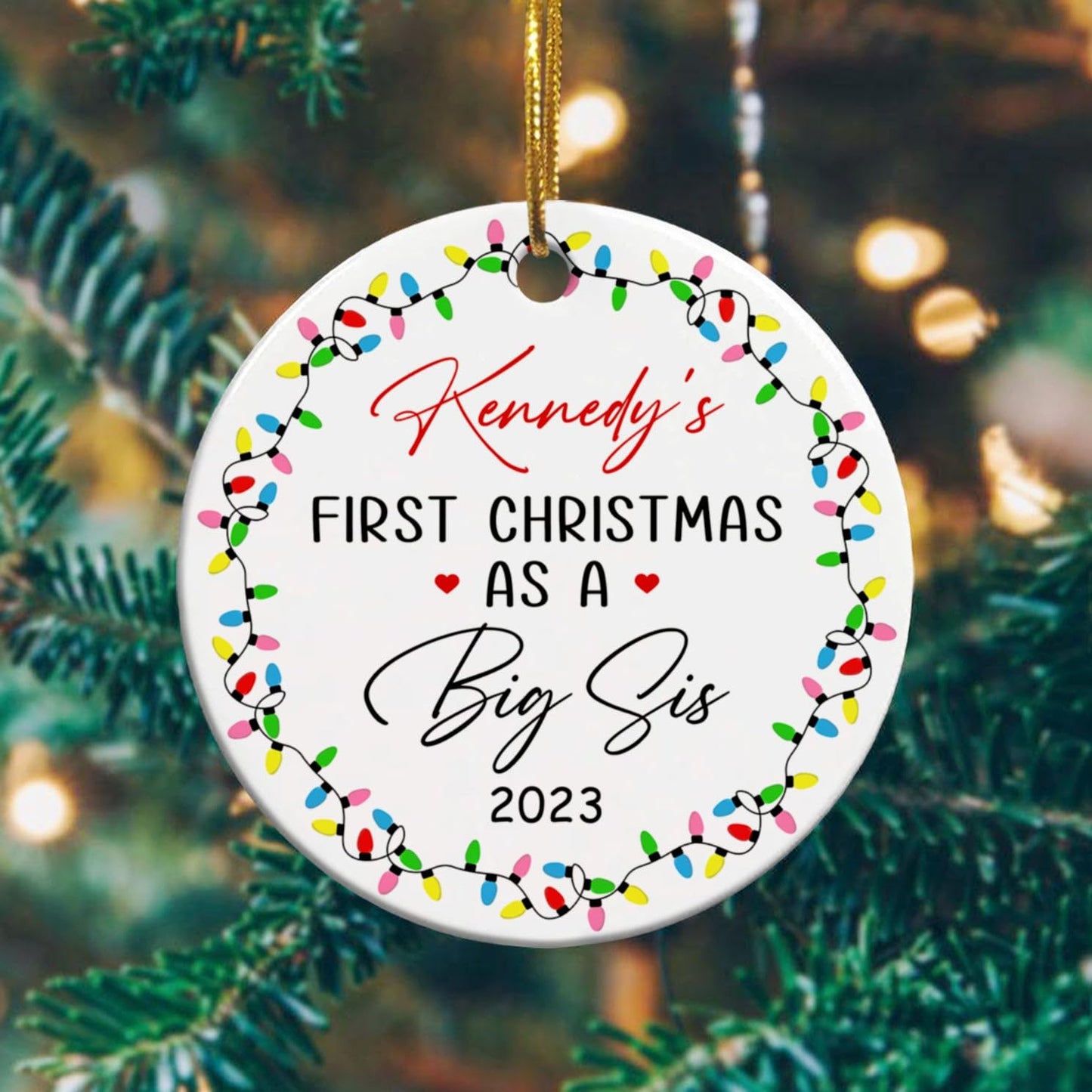 BixDori First Christmas As A Big Sis Personalized Ceramic Ornament 2025, Sibling Keepsake