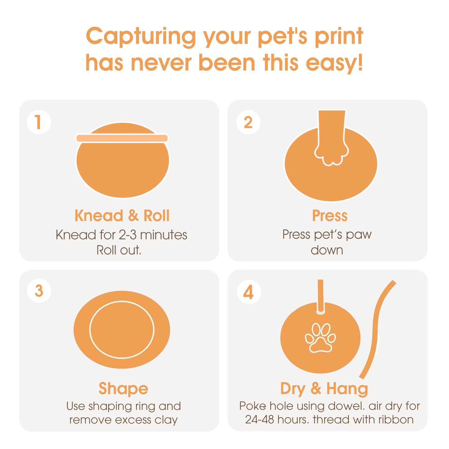 Pearhead Pet Paw Print Keepsake Ornament Kit - DIY Hanging Clay Keepsake for Dogs & Cats, Pet's First Christmas Ornament, Customized Family Ornament, 3 Ribbons