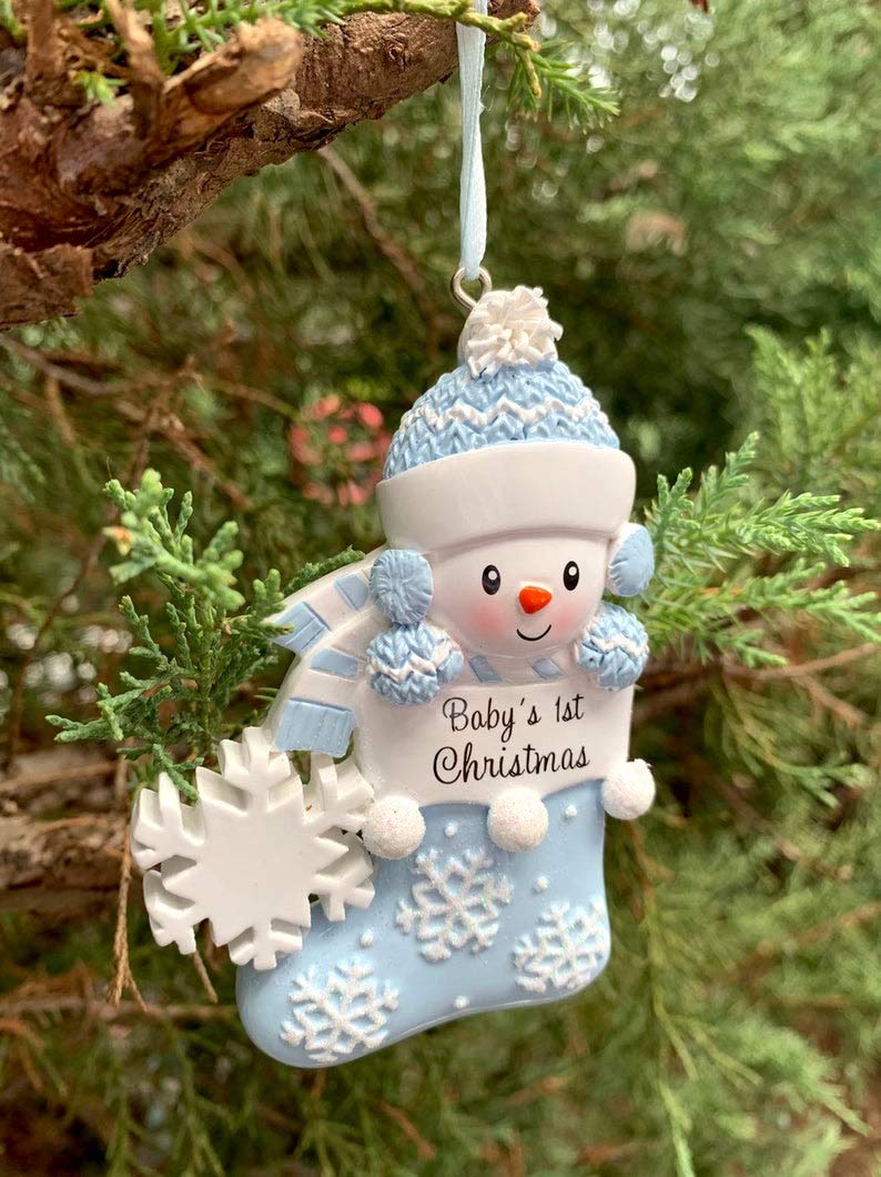 2025 Babys First Christmas Personalized Ornament Boy, Babies First, Grandson 1st Gift, Newborn Baby Gift Ideas, Baby's First Christmas 2025 - Handpainted Blue Ornament