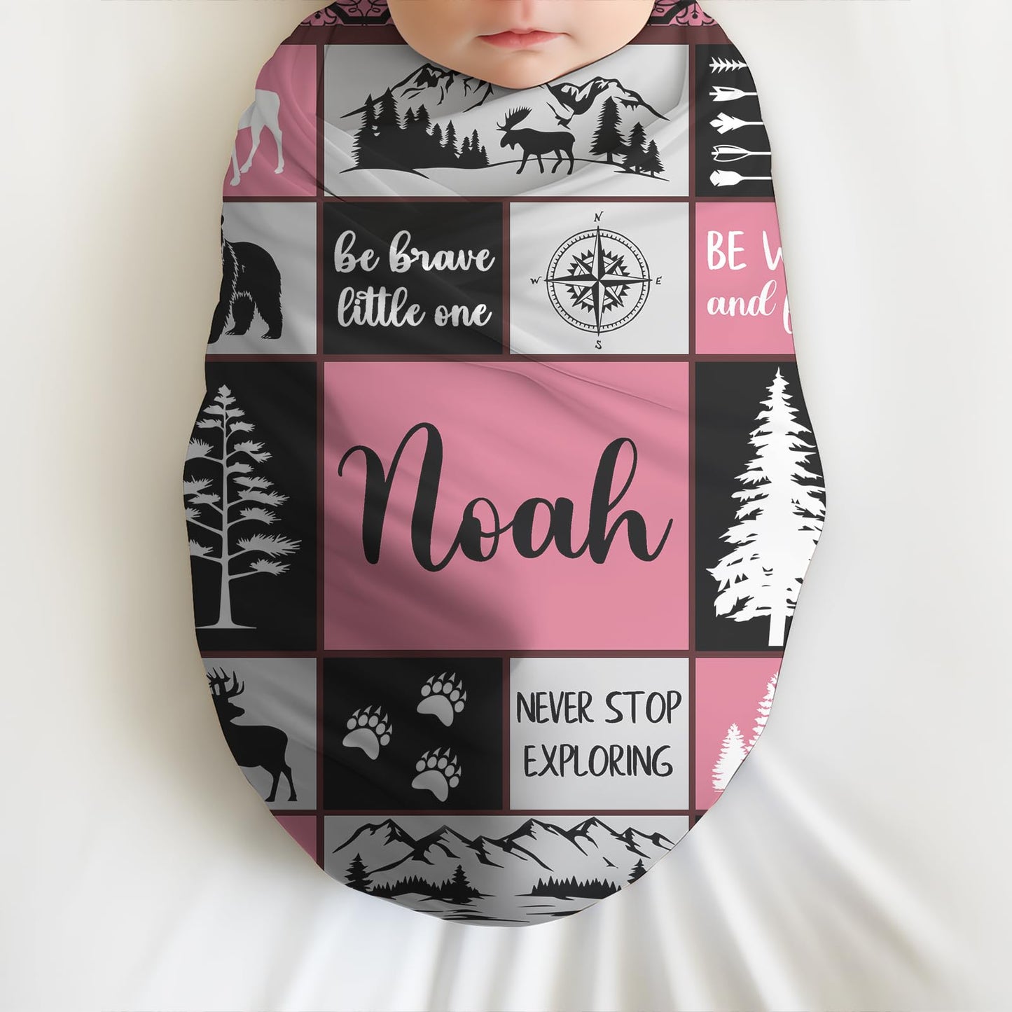Personalized Baby Blankets with Name, Customized Name Blankets for Kids, Woodland Baby Blanket Personalized, Custom Baby Blanket for Boys, Girl, Baby Boy Newborn Soft