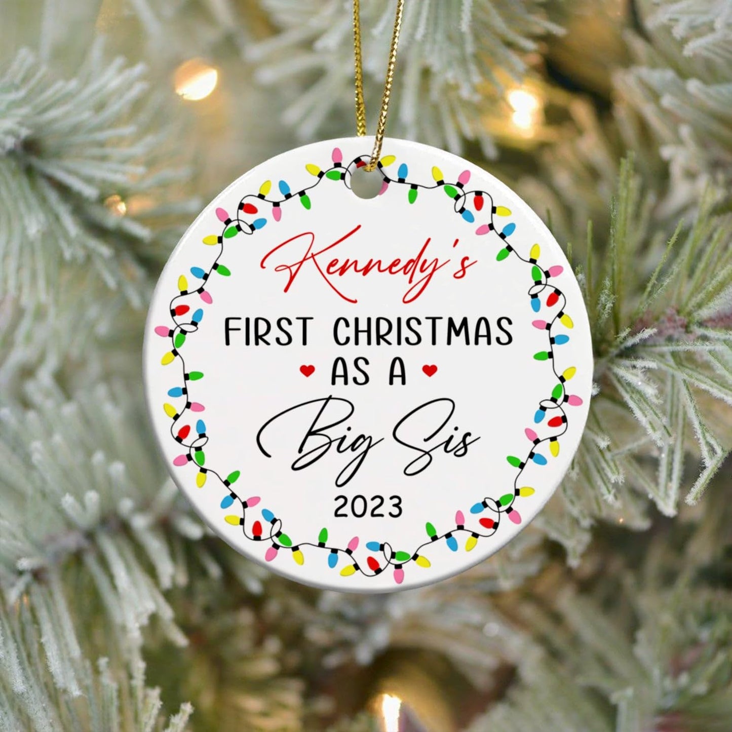 BixDori First Christmas As A Big Sis Personalized Ceramic Ornament 2025, Sibling Keepsake