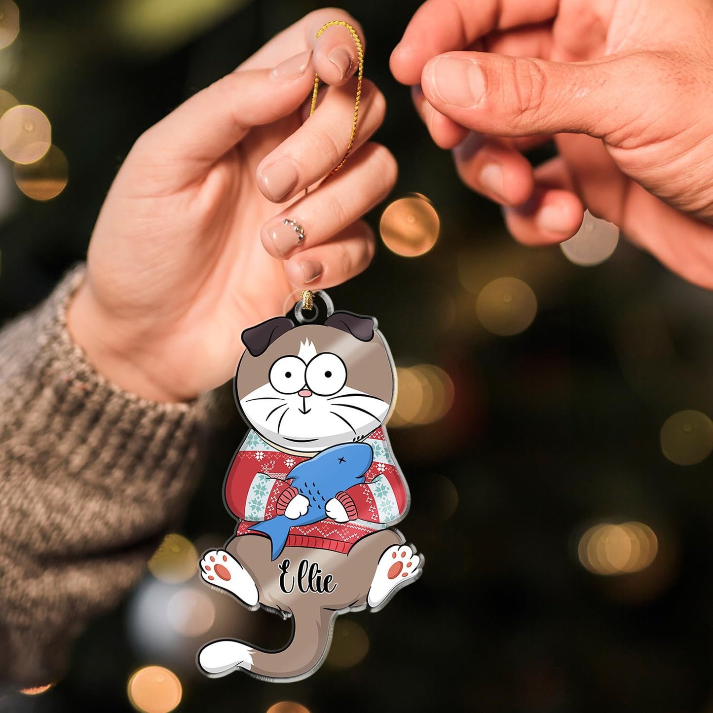 Personalized Cats Christmas Ornament – Custom Hanging Cat Gift for Best Cat Mom 2025, Holiday Decor, Custom Pet Keepsake