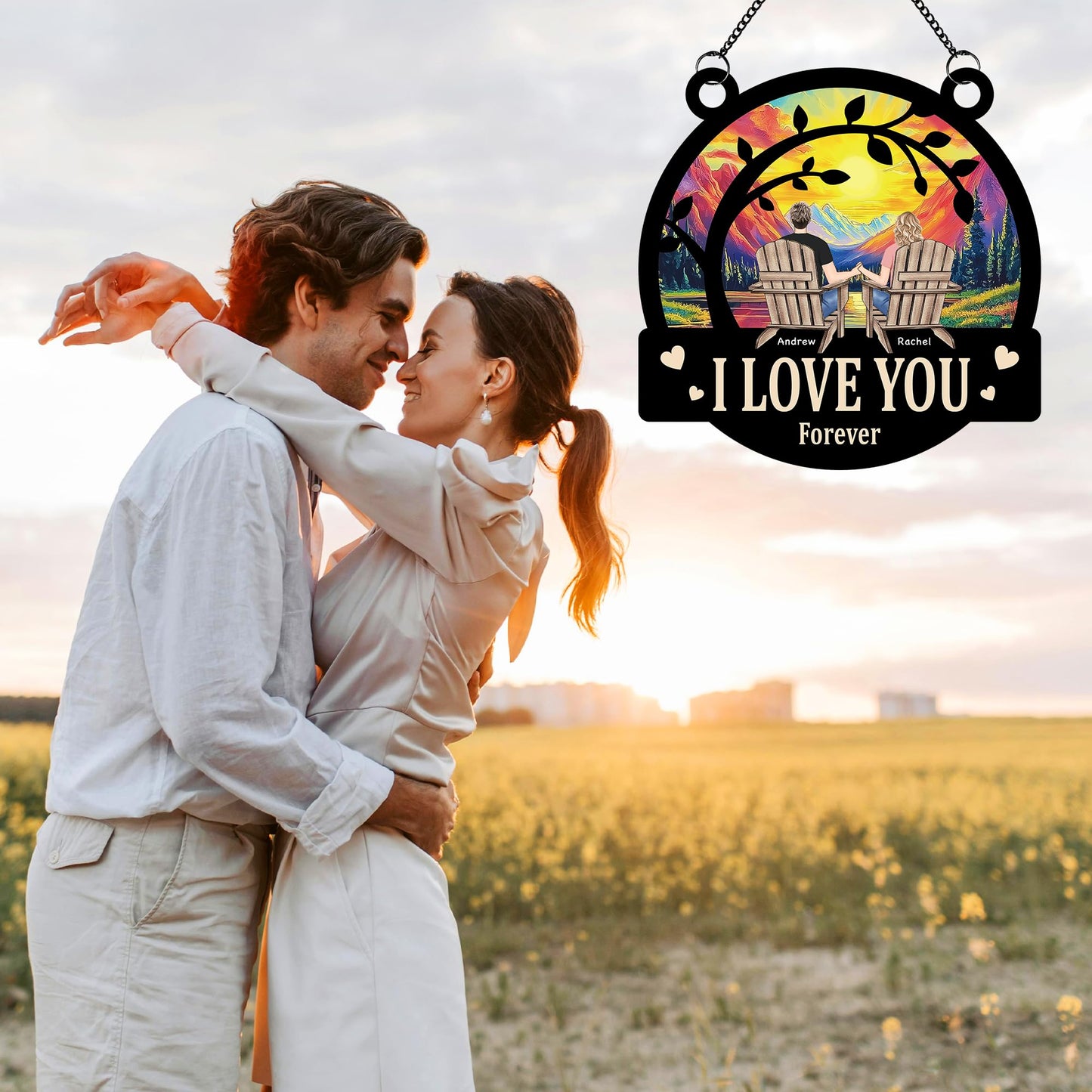 PUREFLY You and Me Got This, Personalized Couple Suncatchers for Windows Hanging Ornament, Housewarming Gifts for Couple Husband Wife, Christmas Anniversary Wedding Gifts for Couples 2024