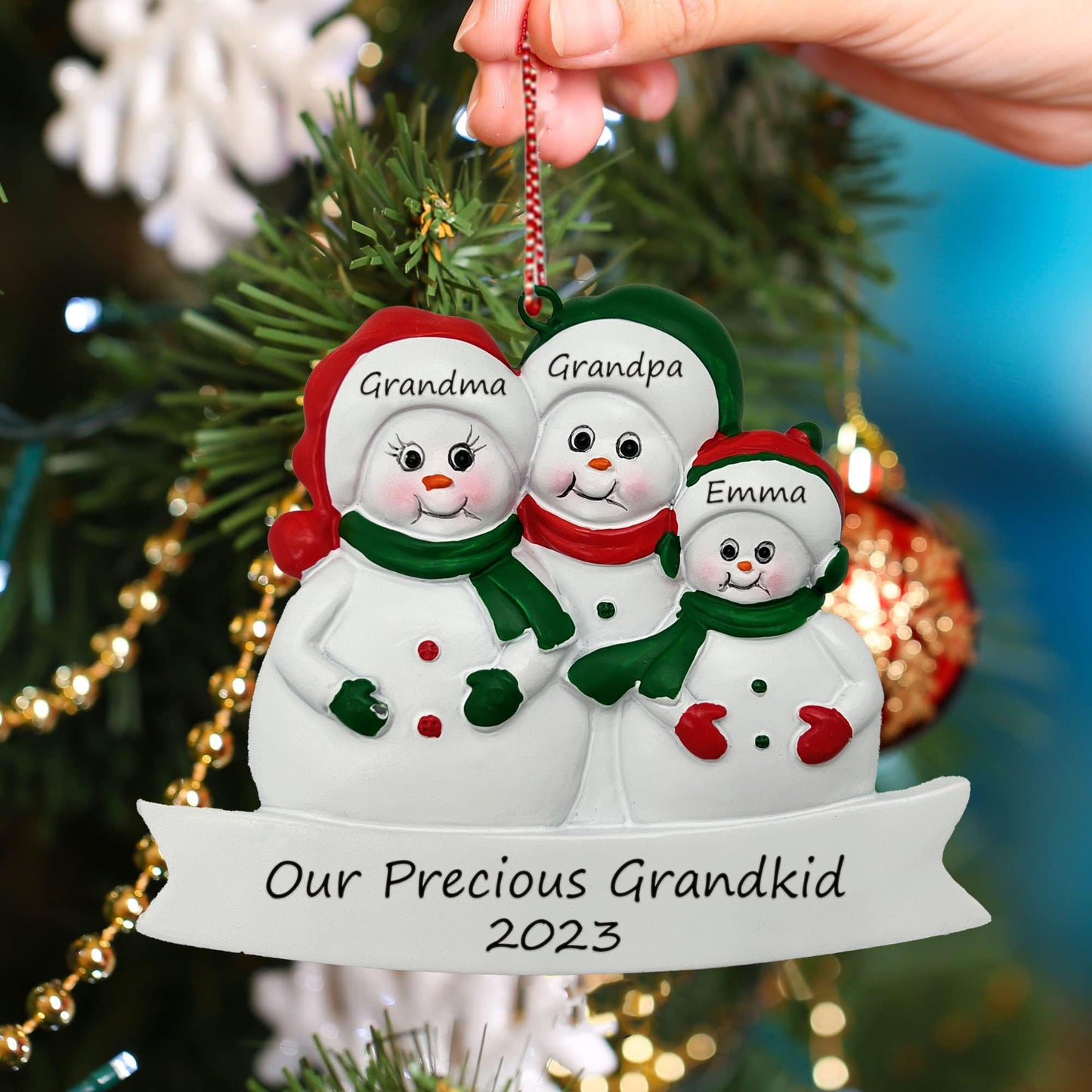 CHEERZEER CUSTOMIZE Grandparents & Grandkid Christmas Ornament - Personalized Grandson & Granddaughter Ornament - First Christmas as Grandparents