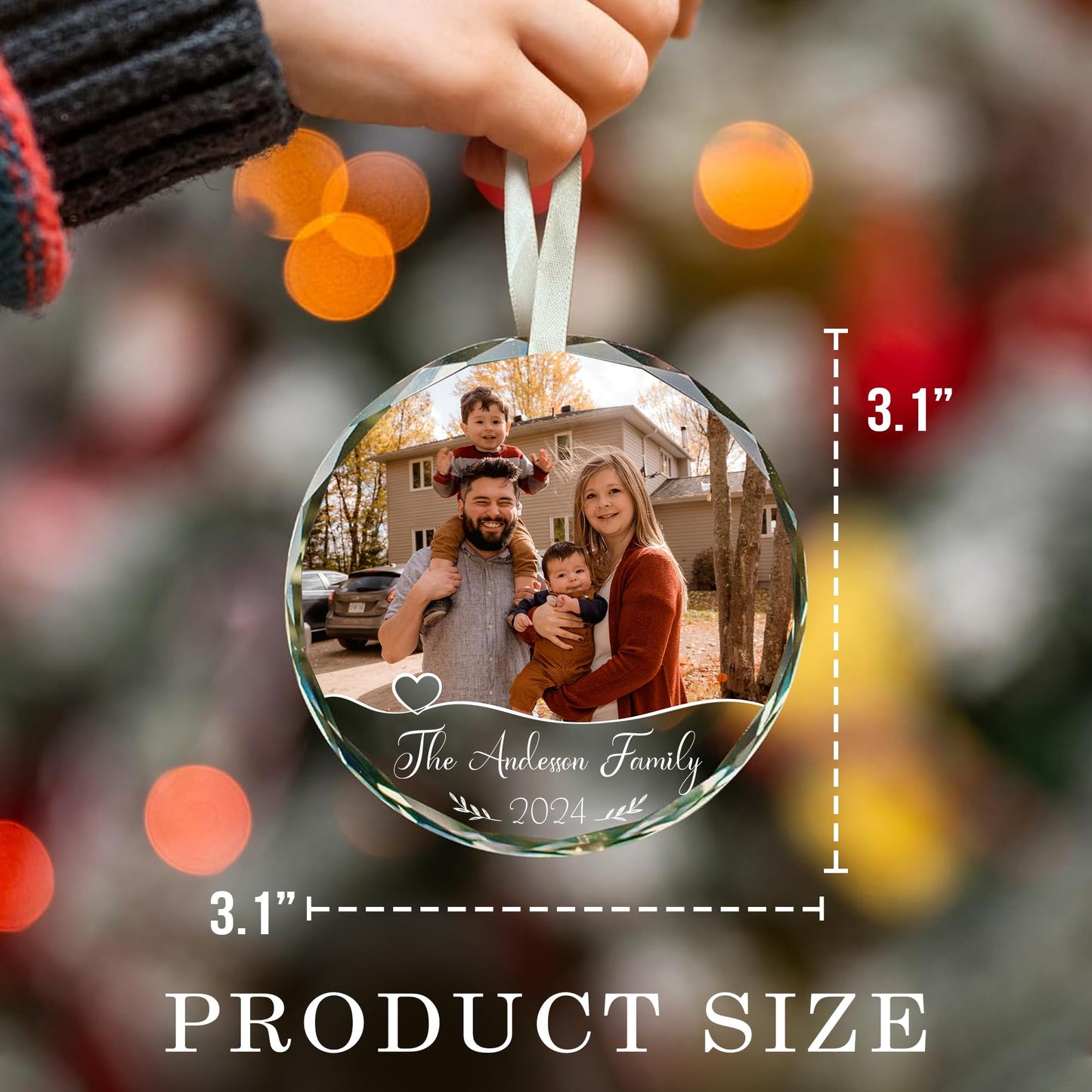 Fastpeace - Custom Family Glass Ornament 2025 - Personalized Christmas, Mothers Day, Fathers Day Ornament with Custom Name, Photo, Date - Perfect Keepsake Gift for Family, Dad, Mom, Him, Her, Couple