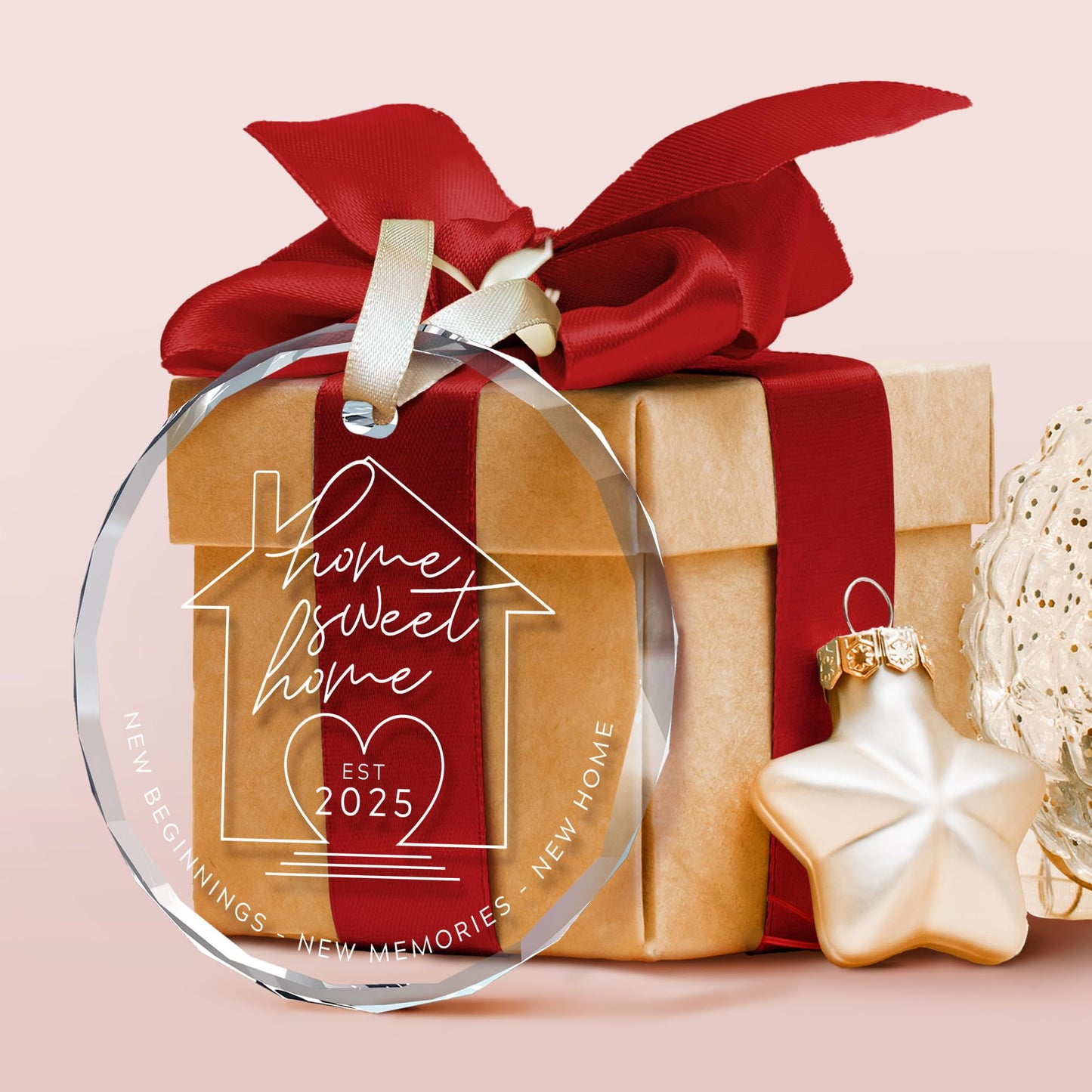 House Warming Gifts New Home - New Home Ornament 2025 - Housewarming Gifts for First House, Housewarming Gift Ideas for Couple - Home Ornaments for Home, Newhouse Owners Ideas - Glass Ornament