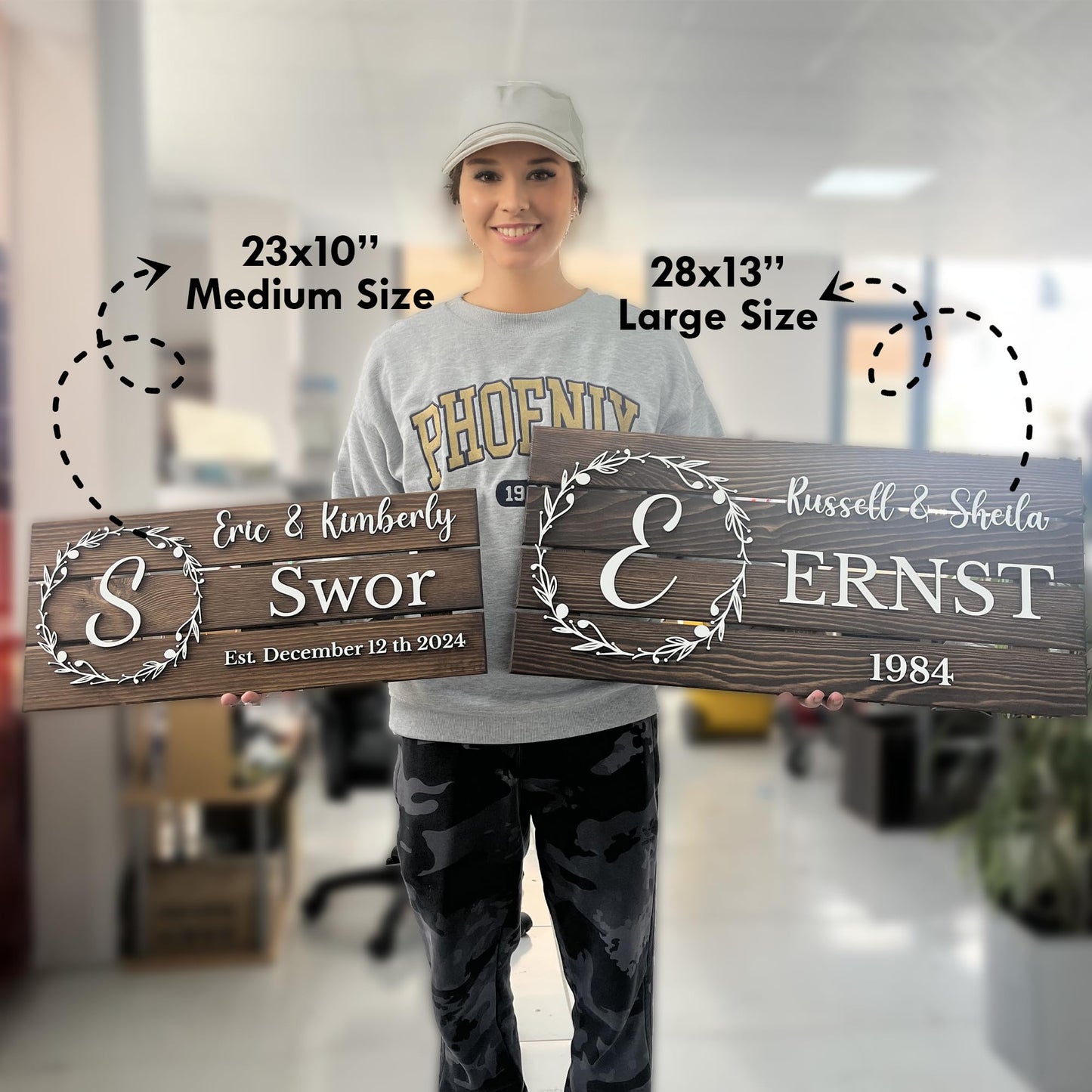 Personalized Wooden Monogram Family Sign with Couples Names, Custom Name Sign, Unique Wedding Gift for Couples, Rustic Established Date Plaque, Anniversary Gifts for Wife or Husband Gifts