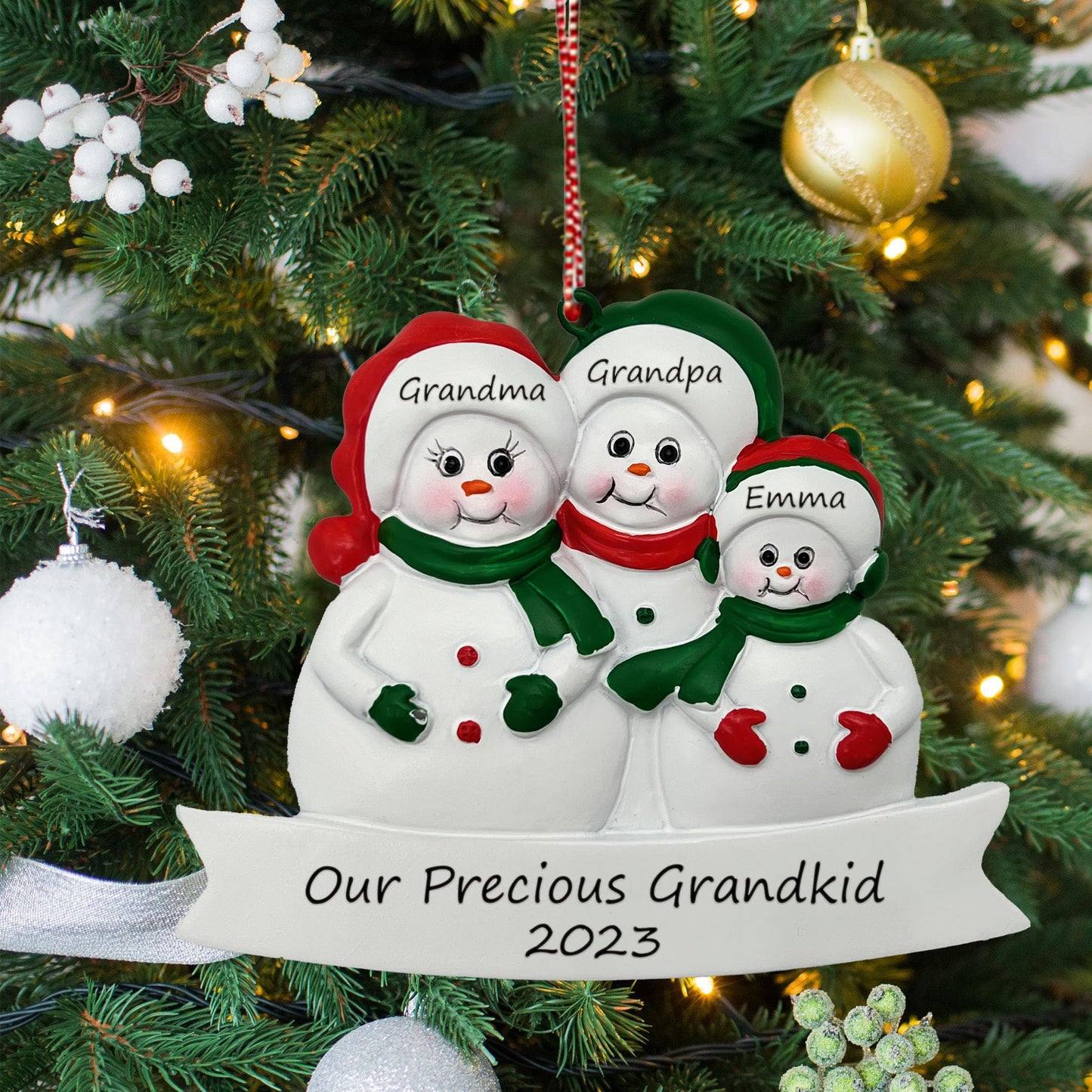 CHEERZEER CUSTOMIZE Grandparents & Grandkid Christmas Ornament - Personalized Grandson & Granddaughter Ornament - First Christmas as Grandparents