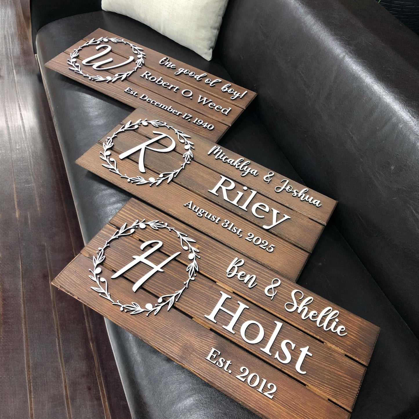 Personalized Wooden Monogram Family Sign with Couples Names, Custom Name Sign, Unique Wedding Gift for Couples, Rustic Established Date Plaque, Anniversary Gifts for Wife or Husband Gifts