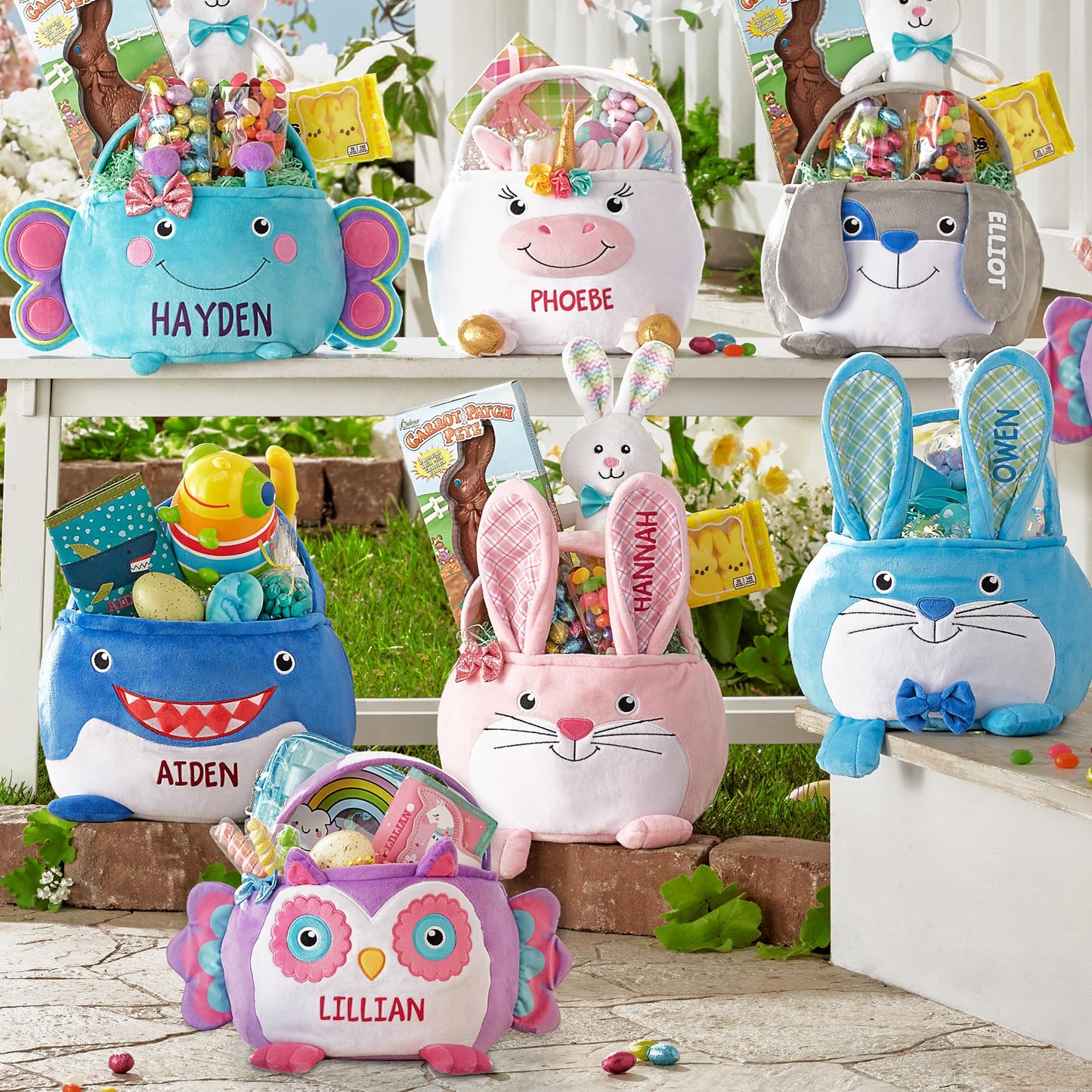Let's Make Memories Personalized Easter Basket for Kids - Plush Furry Critter - For Boys and Girls - Custom Name - Fillable - With Optional Easter Basket Stuffers - Butterfly