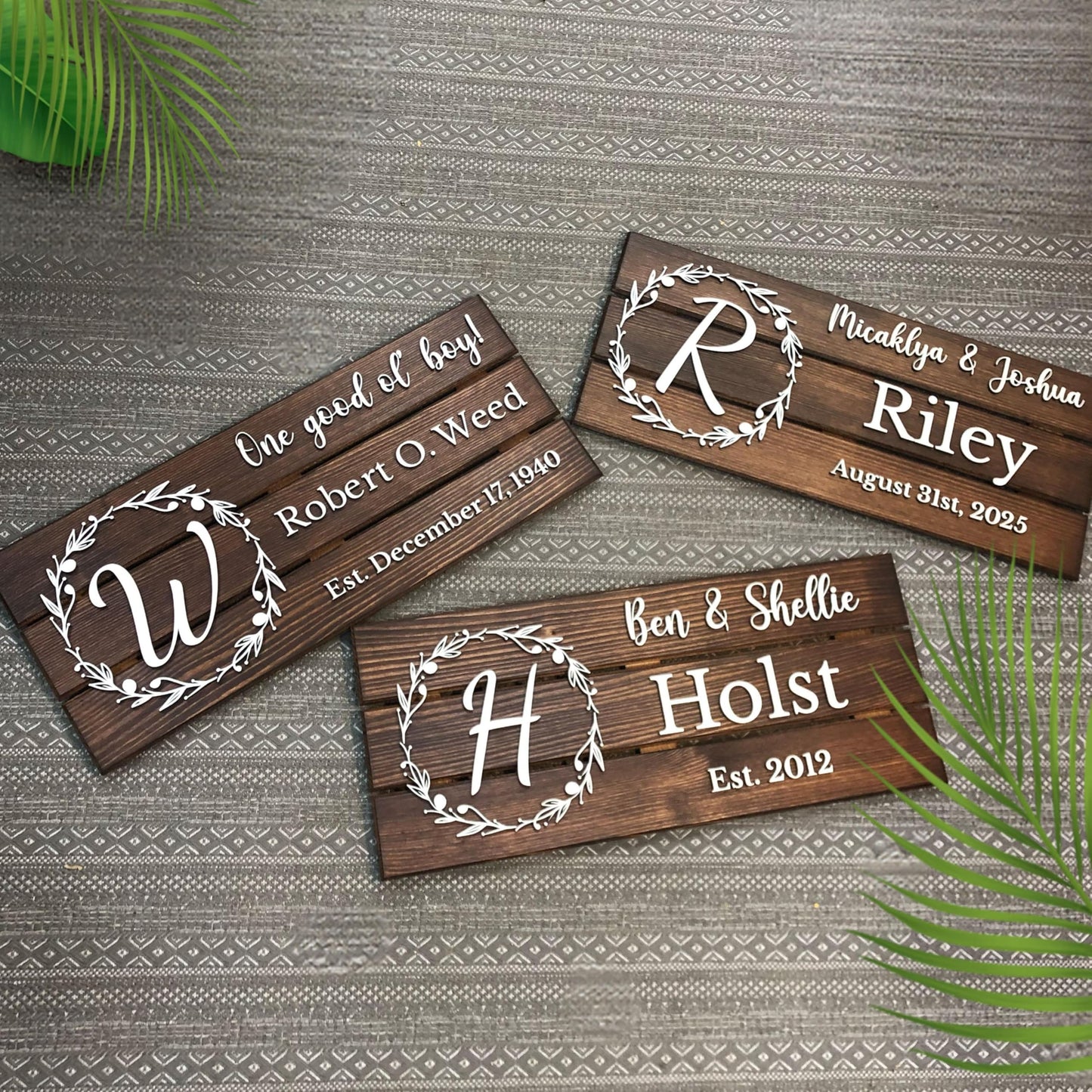 Personalized Wooden Monogram Family Sign with Couples Names, Custom Name Sign, Unique Wedding Gift for Couples, Rustic Established Date Plaque, Anniversary Gifts for Wife or Husband Gifts
