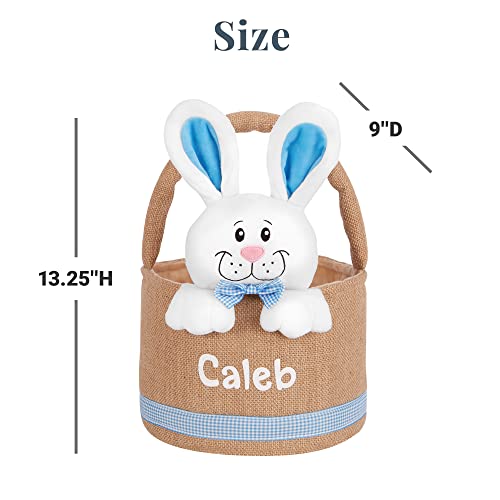 Let's Make Memories Personalized Easter Basket for Kids - Custom - For Boys and Girls - Fillable - With Optional Easter Basket Stuffers - 3-D Stuffed Bunny in Burlap - Pink