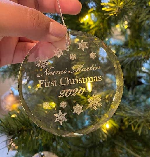 Personalized Crystal First Christmas Ornament with Gift Box