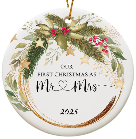 Wedding Gifts for Couple, Our First Christmas Married Ornament 2025, First Christmas Married Ornament, 1st Xmars As Mr and Mrs, Newlywed Gifts for Couples 2025, Bridal Shower Wedding Gift