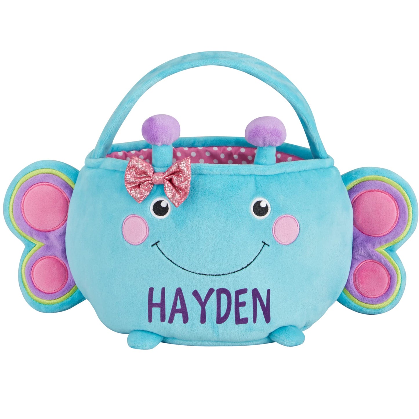 Let's Make Memories Personalized Easter Basket for Kids - Plush Furry Critter - For Boys and Girls - Custom Name - Fillable - With Optional Easter Basket Stuffers - Butterfly