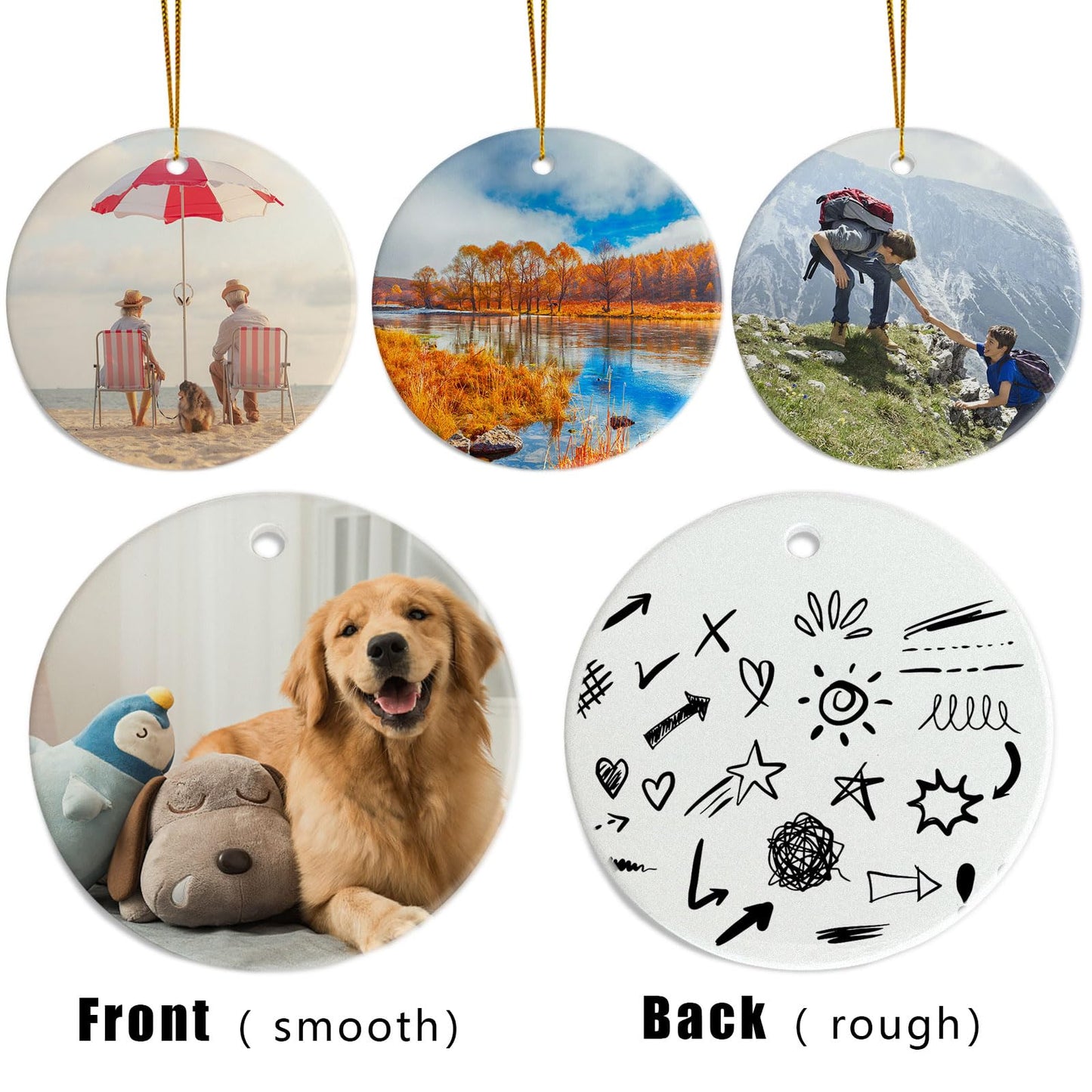 Sublimation Ceramic Ornaments - Bulk White Round Porcelain Ornament Blanks for Heat Press Printing - Personalized Xmas Tree Keepsake Crafts Gift