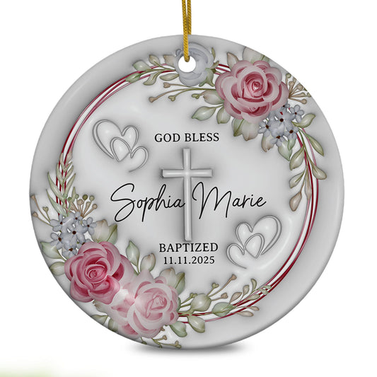 Personalized Christian Custom 3D Inflated Effect Ornament, Custom Name Religious Easter Decorations, Ornaments Gift for Women, Woman, Gifts for Women God Bless Baptized Christmas Ornament 2025