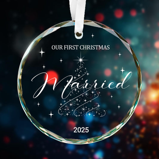 Wedding Gift First Christmas Married Ornament 2025 Mr and Mrs Gift for Newlyweds Couple 2025 Personalized Bridal Shower Gifts Our First Christmas Married Ornament 2025