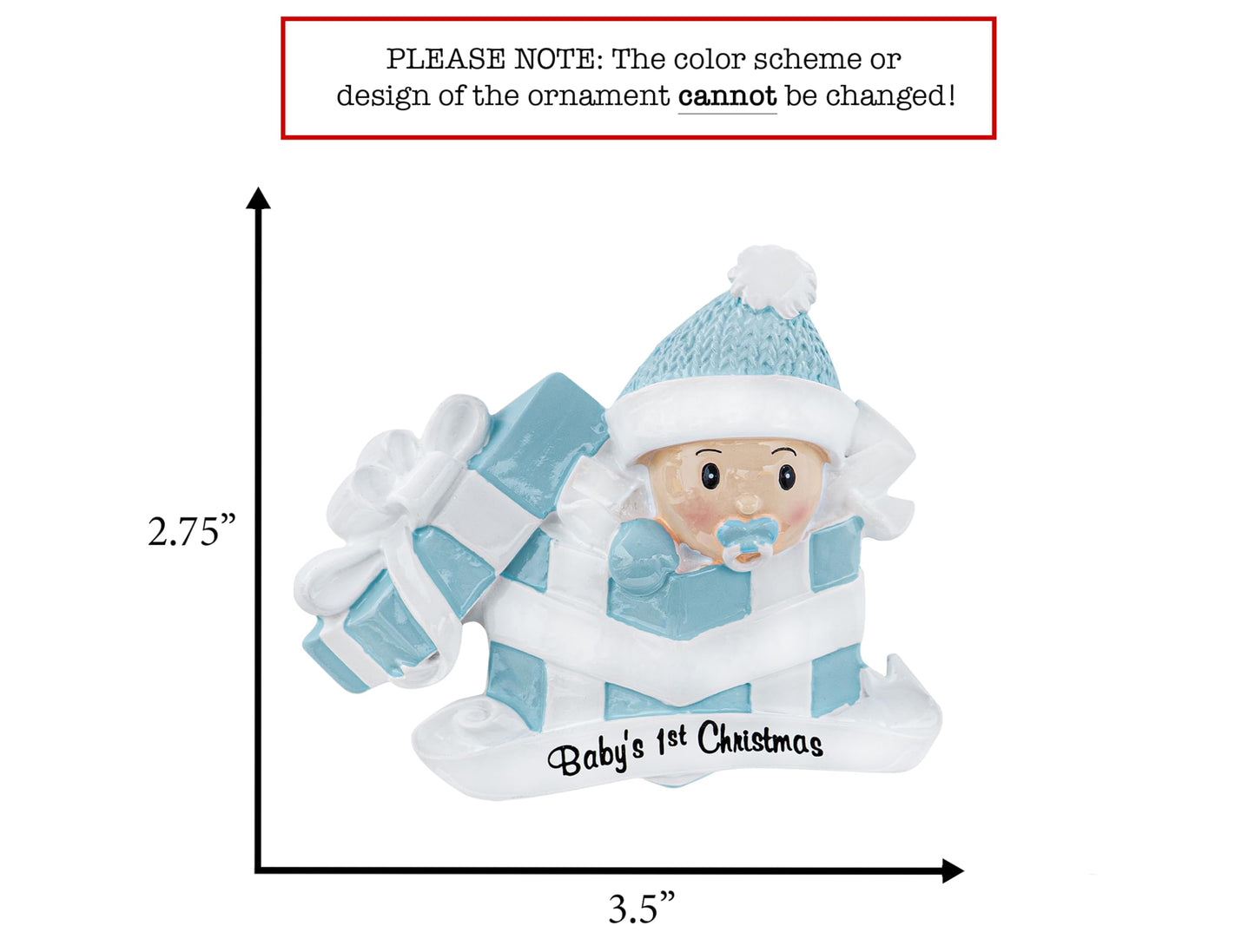 UniqXmas Personalized Baby's First Christmas Ornament 2025 | Custom Baby Boy in Blue Present Xmas Tree Decoration – Newborn New Grandbaby My 1st Year Ornament