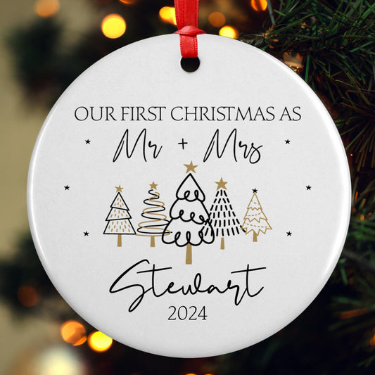 Our First Christmas as Mr Mrs Ornament 2024-3" Personalized Married Ornament for Couples - 10 Designs - Newlywed Gifts for Christmas #4