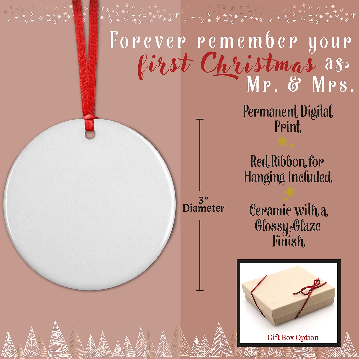 Our First Christmas as Mr Mrs Ornament 2024-3" Personalized Married Ornament for Couples - 10 Designs - Newlywed Gifts for Christmas #4