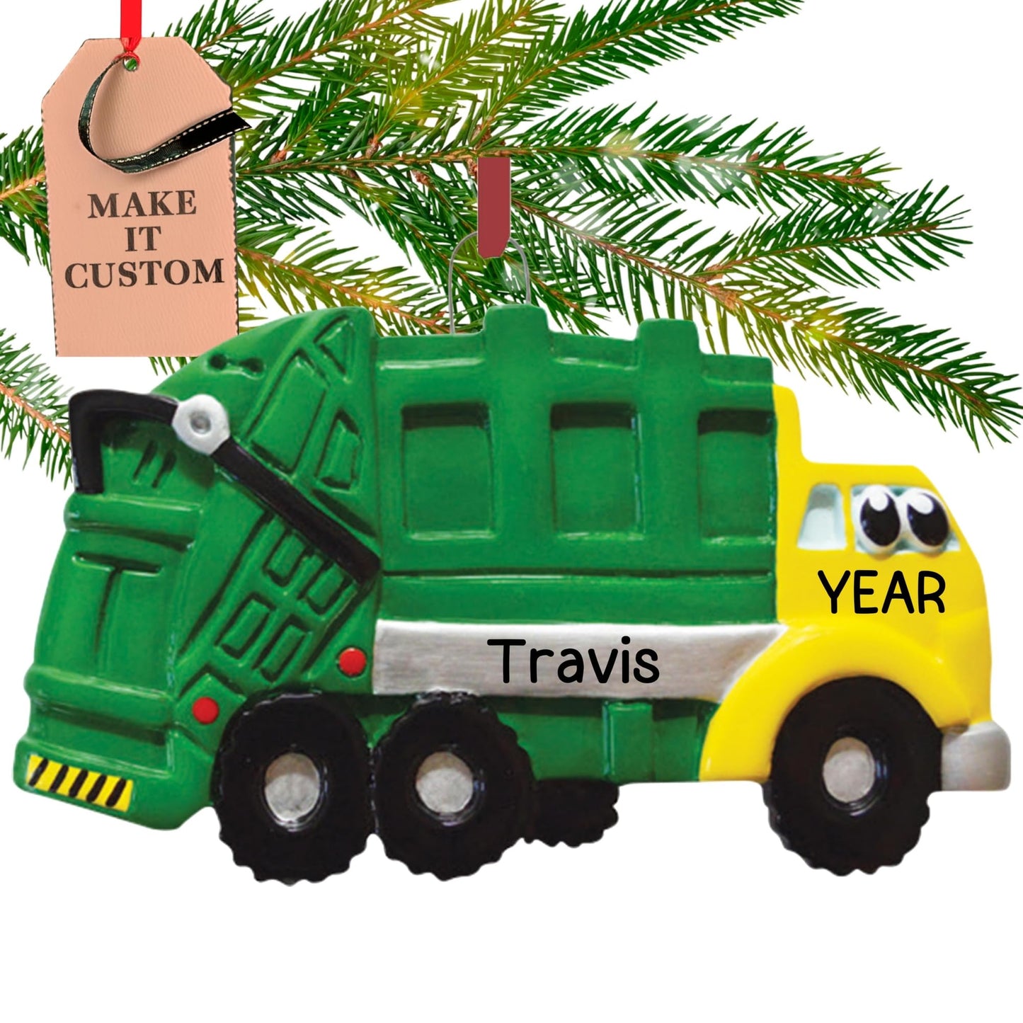 Personalized Garbage Truck Ornament 2025 | Free 24h Customization | Laser Engraved Kids Christmas Ornaments for Tree | Custom Gift Wrapped Trash-Truck Play Keepsake for Toddlers, Girls, Boys 2-10