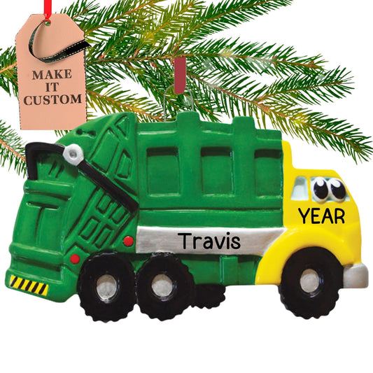 Personalized Garbage Truck Ornament 2025 | Free 24h Customization | Laser Engraved Kids Christmas Ornaments for Tree | Custom Gift Wrapped Trash-Truck Play Keepsake for Toddlers, Girls, Boys 2-10