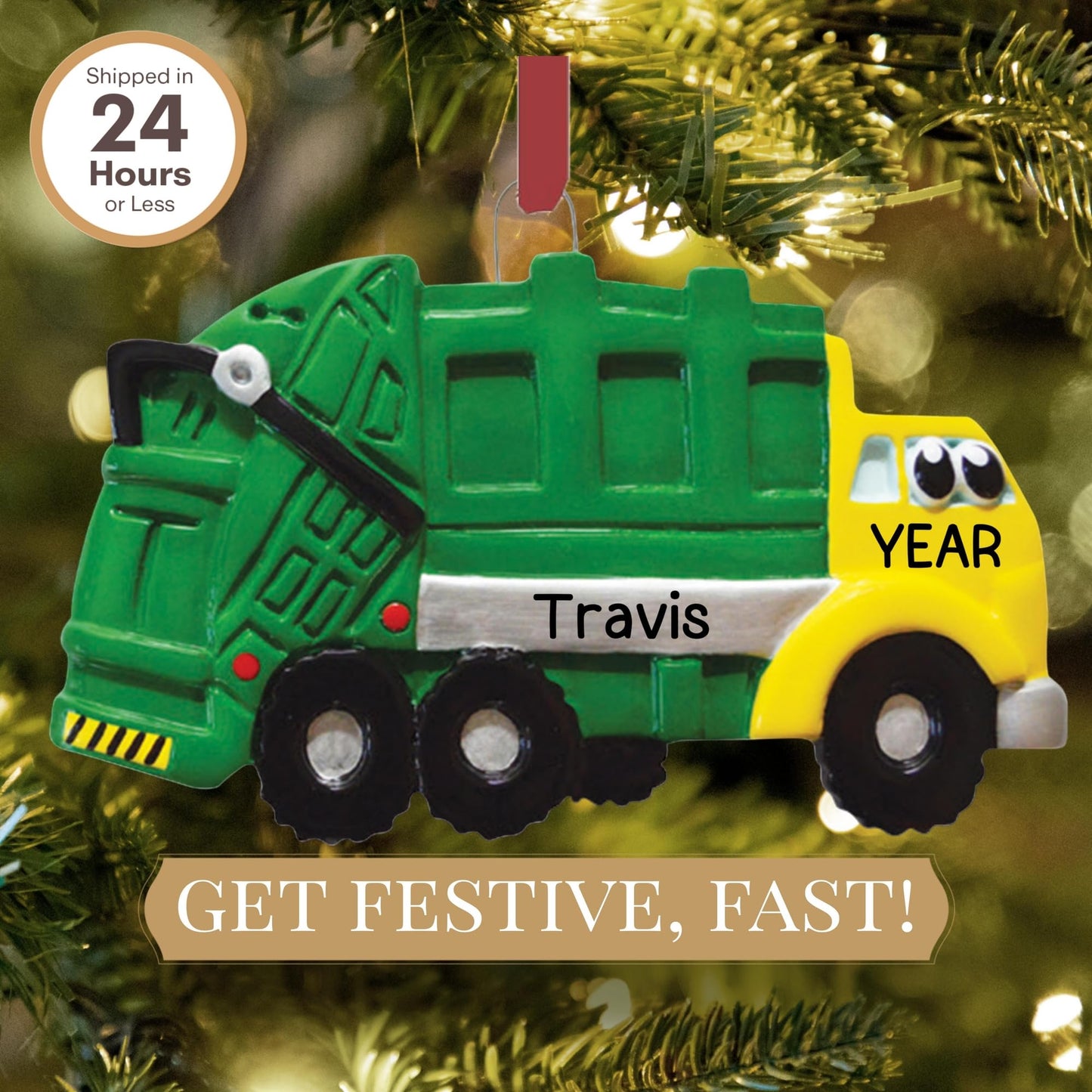 Personalized Garbage Truck Ornament 2025 | Free 24h Customization | Laser Engraved Kids Christmas Ornaments for Tree | Custom Gift Wrapped Trash-Truck Play Keepsake for Toddlers, Girls, Boys 2-10