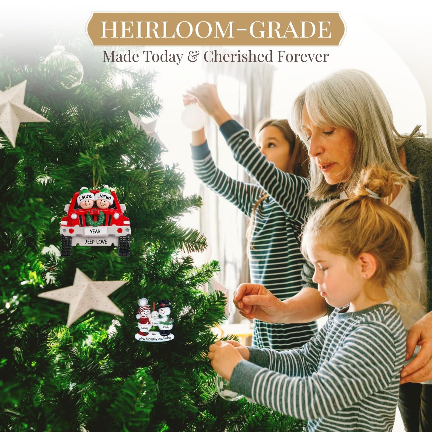 Personalized Large Family of 8 Ornament 2025 | Free 24h Customization | Laser Engraved Snowman Christmas Ornaments for Tree | Custom Gift Wrapped Festive Holiday Keepsake for Eight Persons