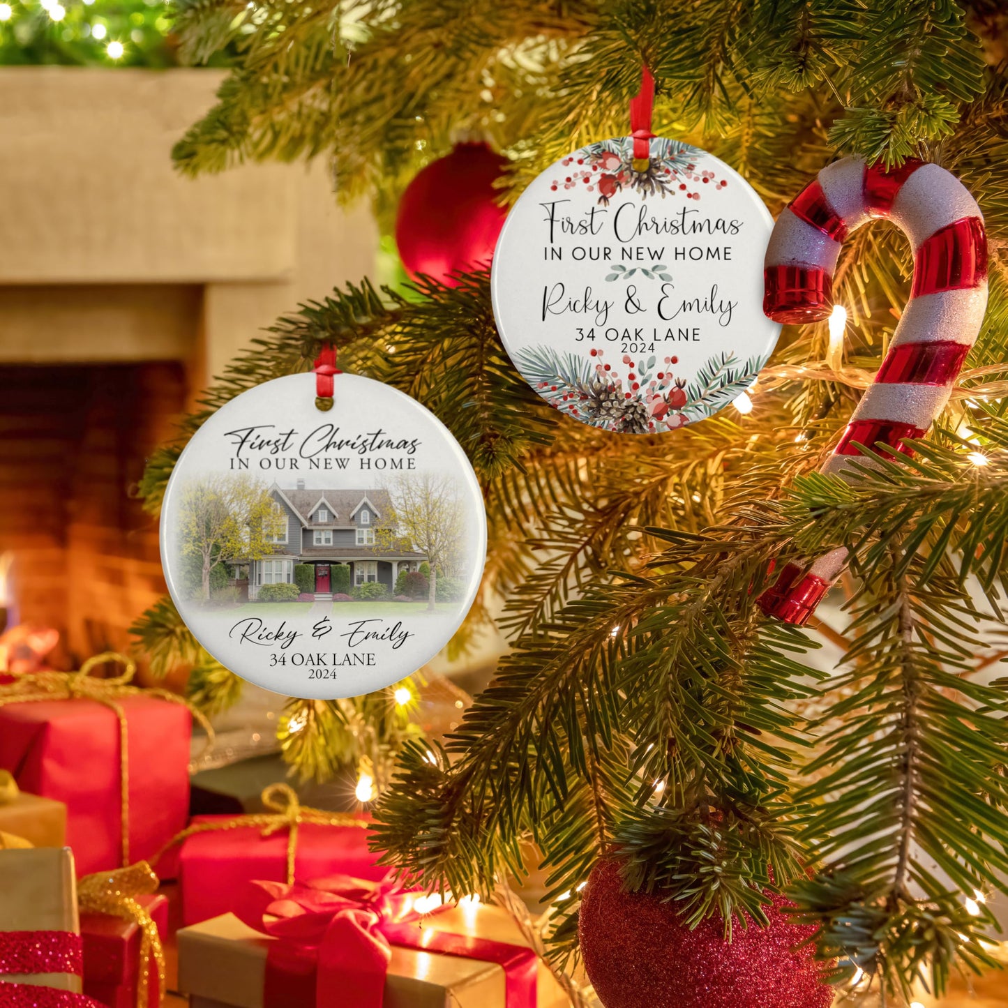 Custom New Home Ornament 2024 w/Your Home Photo, Address - 3" Our 1st Christmas in Our New Home Christmas Keepsake Ornament w/Optional Gift Box, Personalized Newlywed