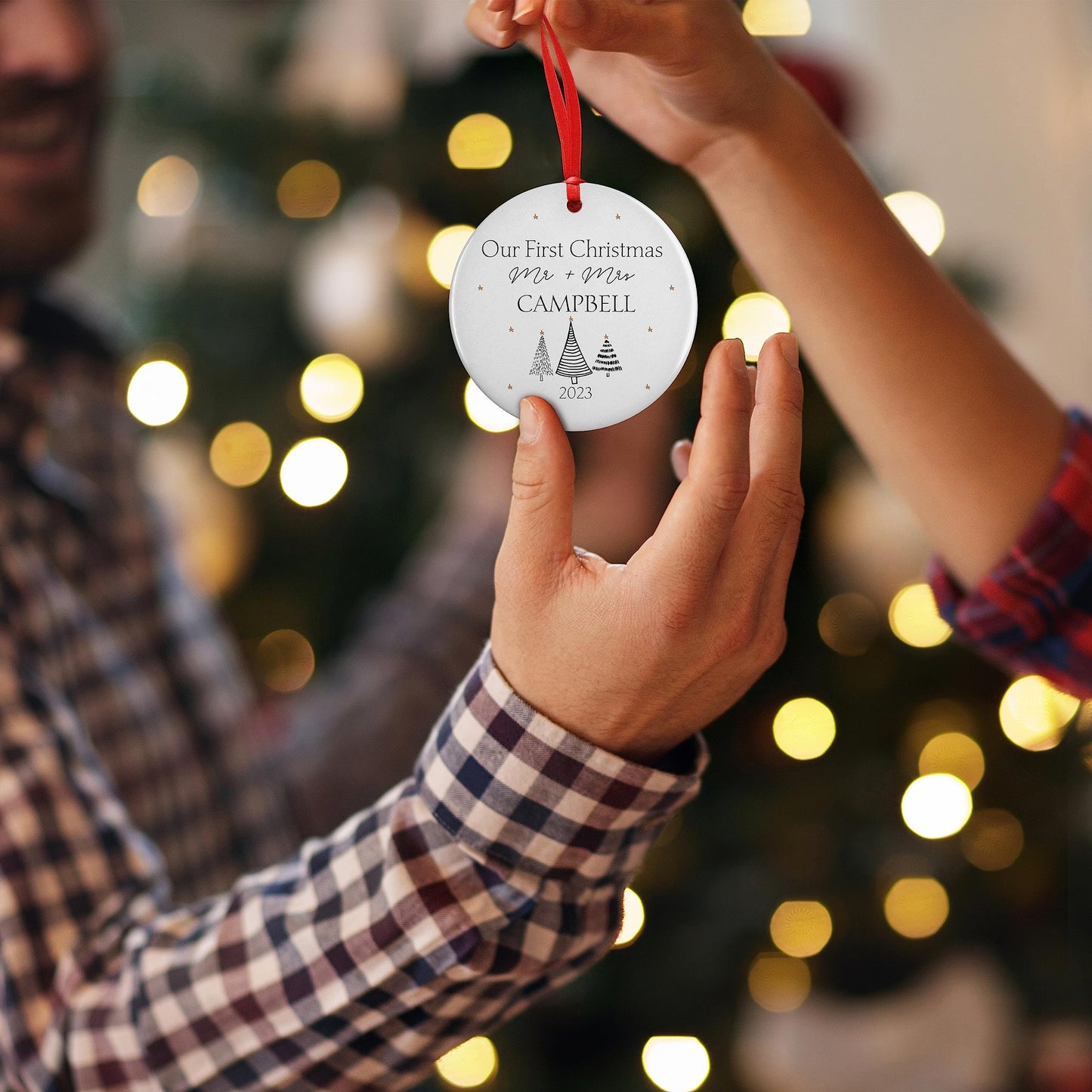 Our First Christmas as Mr Mrs Ornament 2024-3" Personalized Married Ornament for Couples - 10 Designs - Newlywed Gifts for Christmas #4
