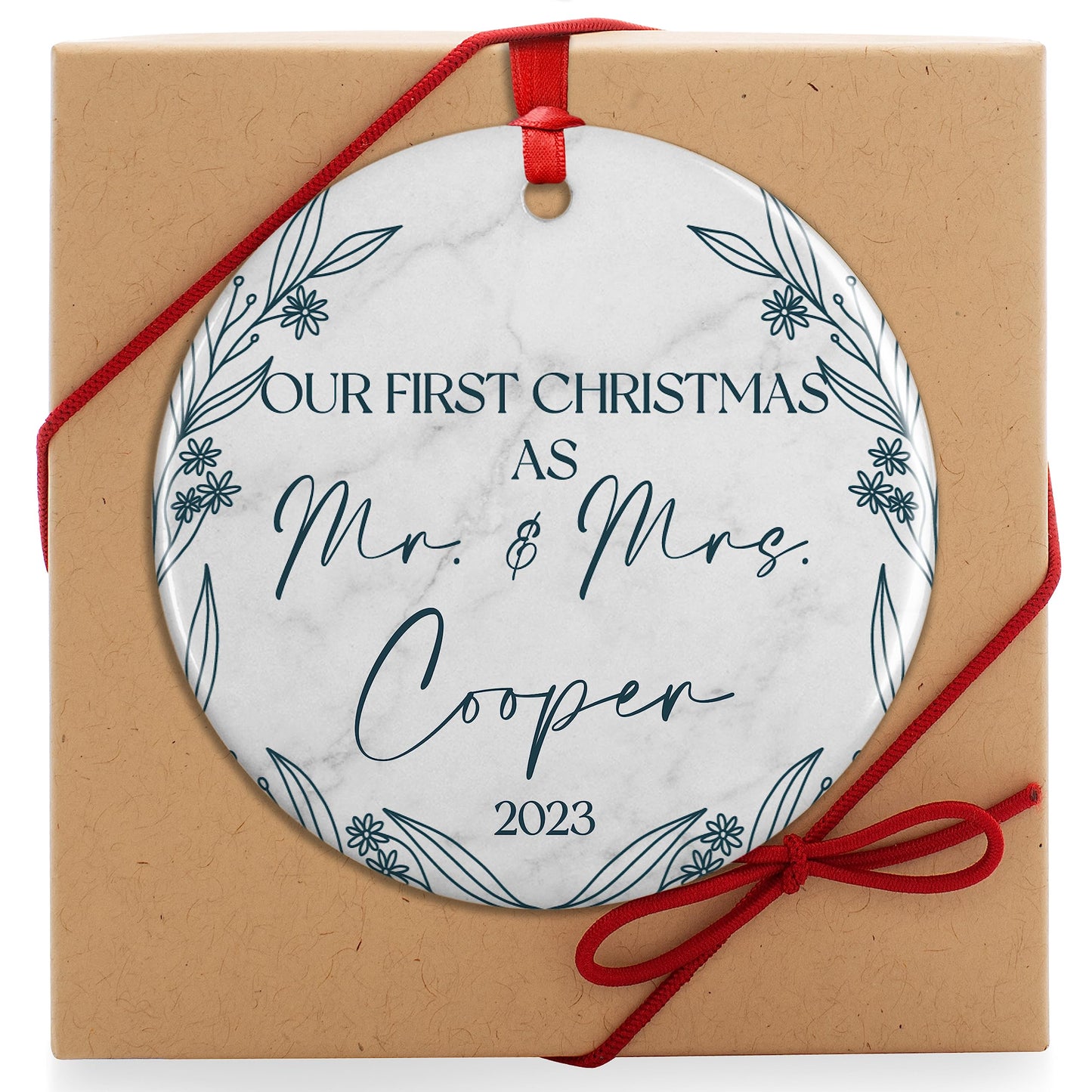 Our First Christmas as Mr Mrs Ornament 2024-3" Personalized Married Ornament for Couples - 10 Designs - Newlywed Gifts for Christmas #4