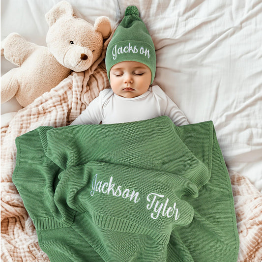 Personalized Baby Blanket, 100% Organic Cotton GOTS Certified, Customized Baby Blanket with Name, Baby Blankets for Boys and Girls, Perfect Personalized Gifts for Newborns, Kids and Baby Showers