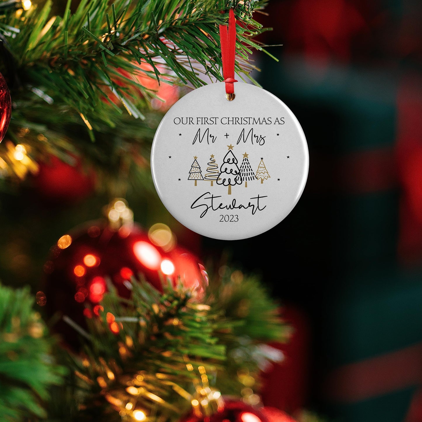 Our First Christmas as Mr Mrs Ornament 2024-3" Personalized Married Ornament for Couples - 10 Designs - Newlywed Gifts for Christmas #4