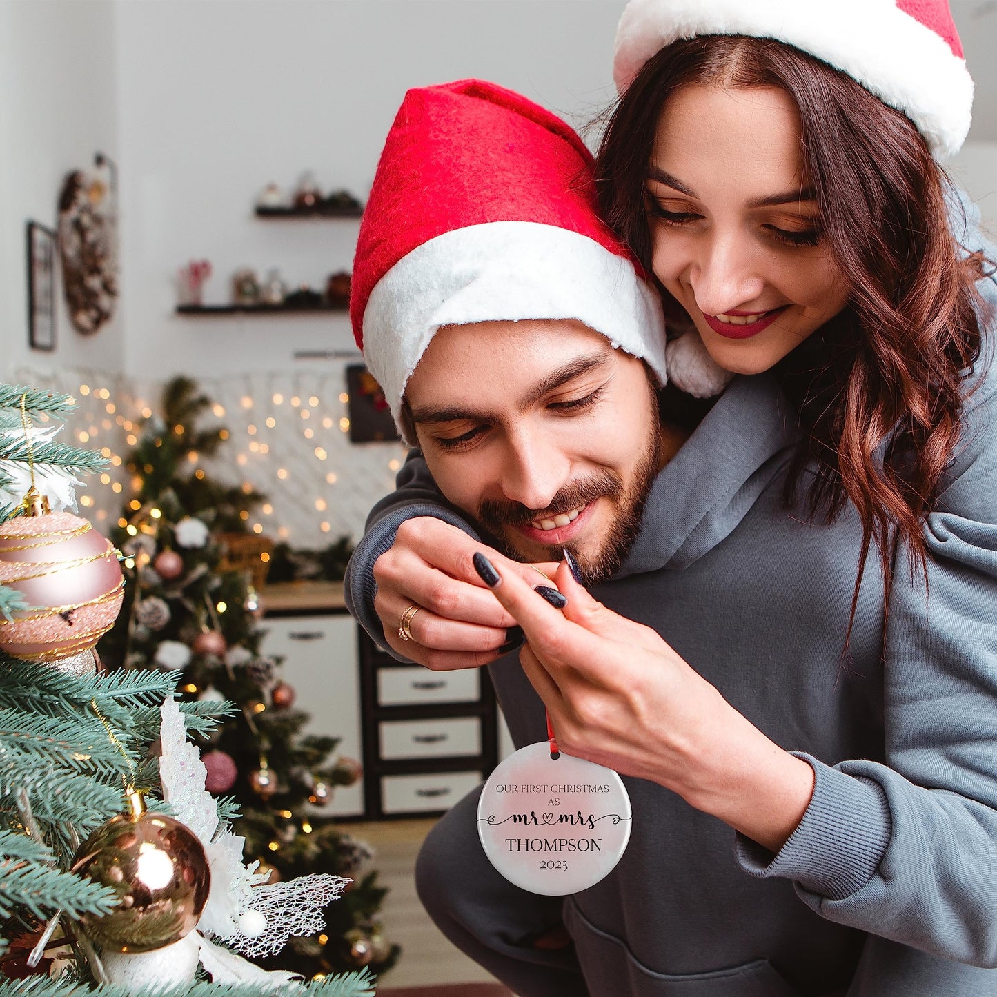 Our First Christmas as Mr Mrs Ornament 2024-3" Personalized Married Ornament for Couples - 10 Designs - Newlywed Gifts for Christmas #4